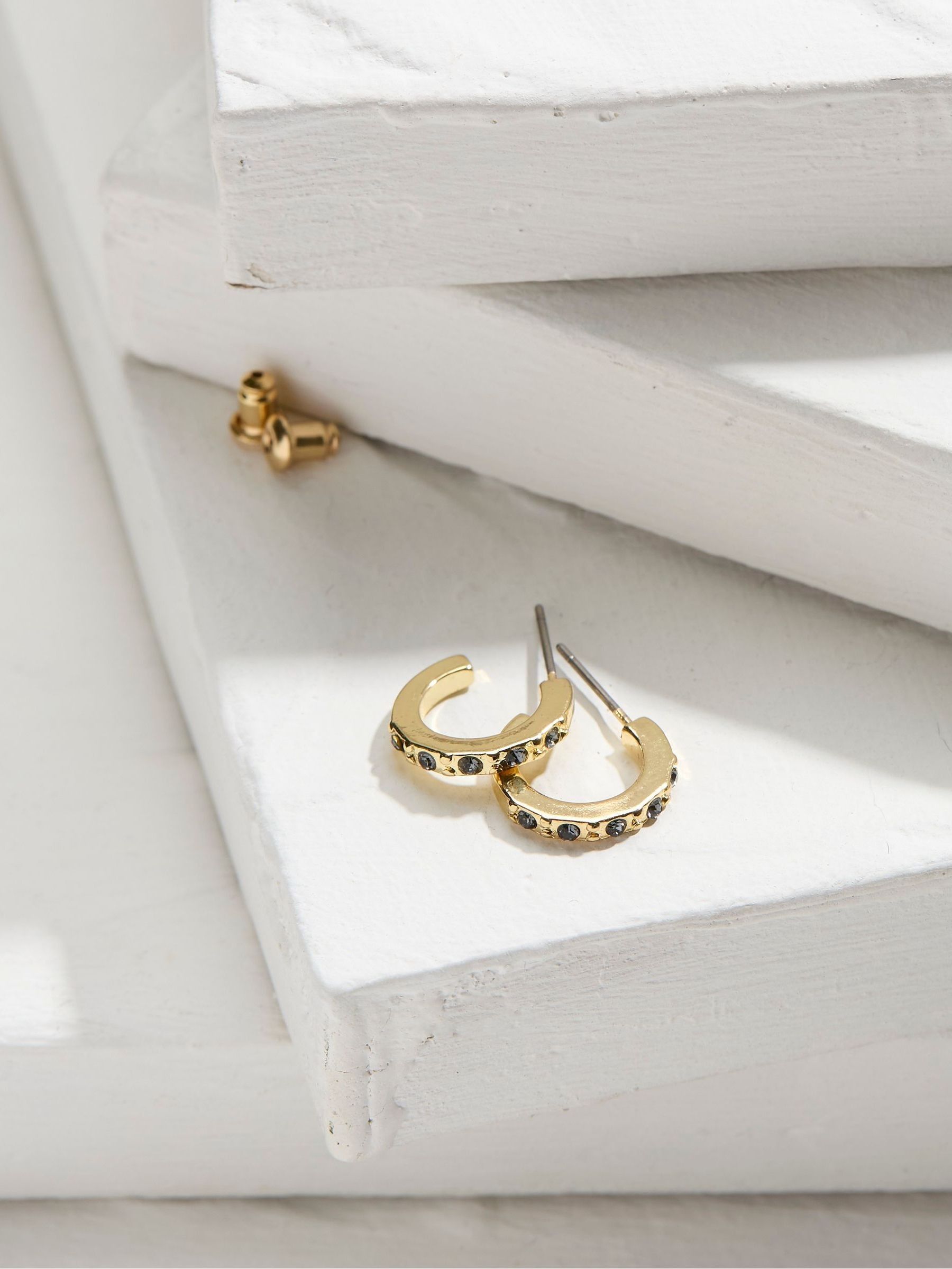 Gem Blue Huggy Hoops Earrings - Image 2 of 2