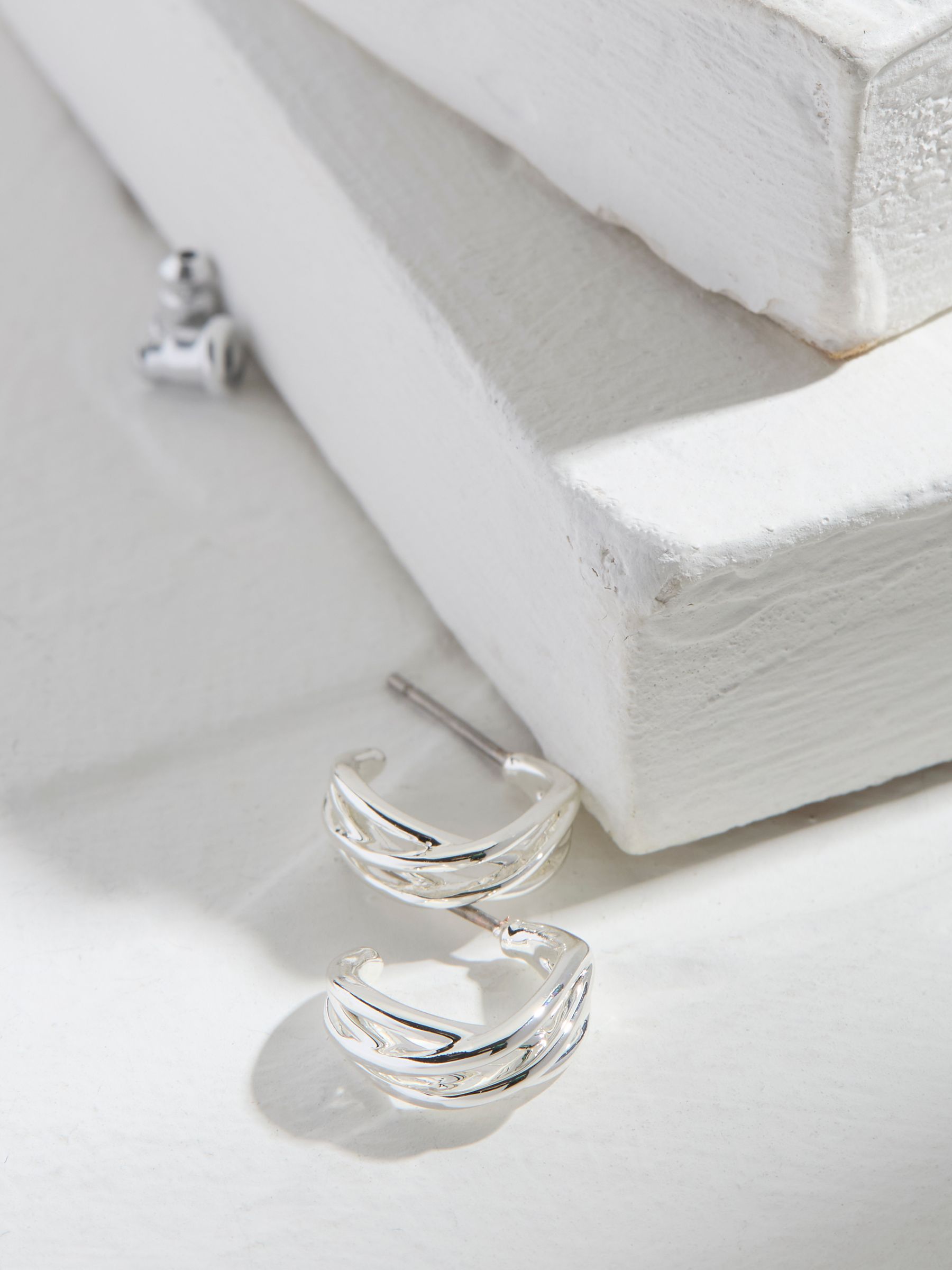 Silver Tone Mutli Strand Hoop Earrings - Image 2 of 2