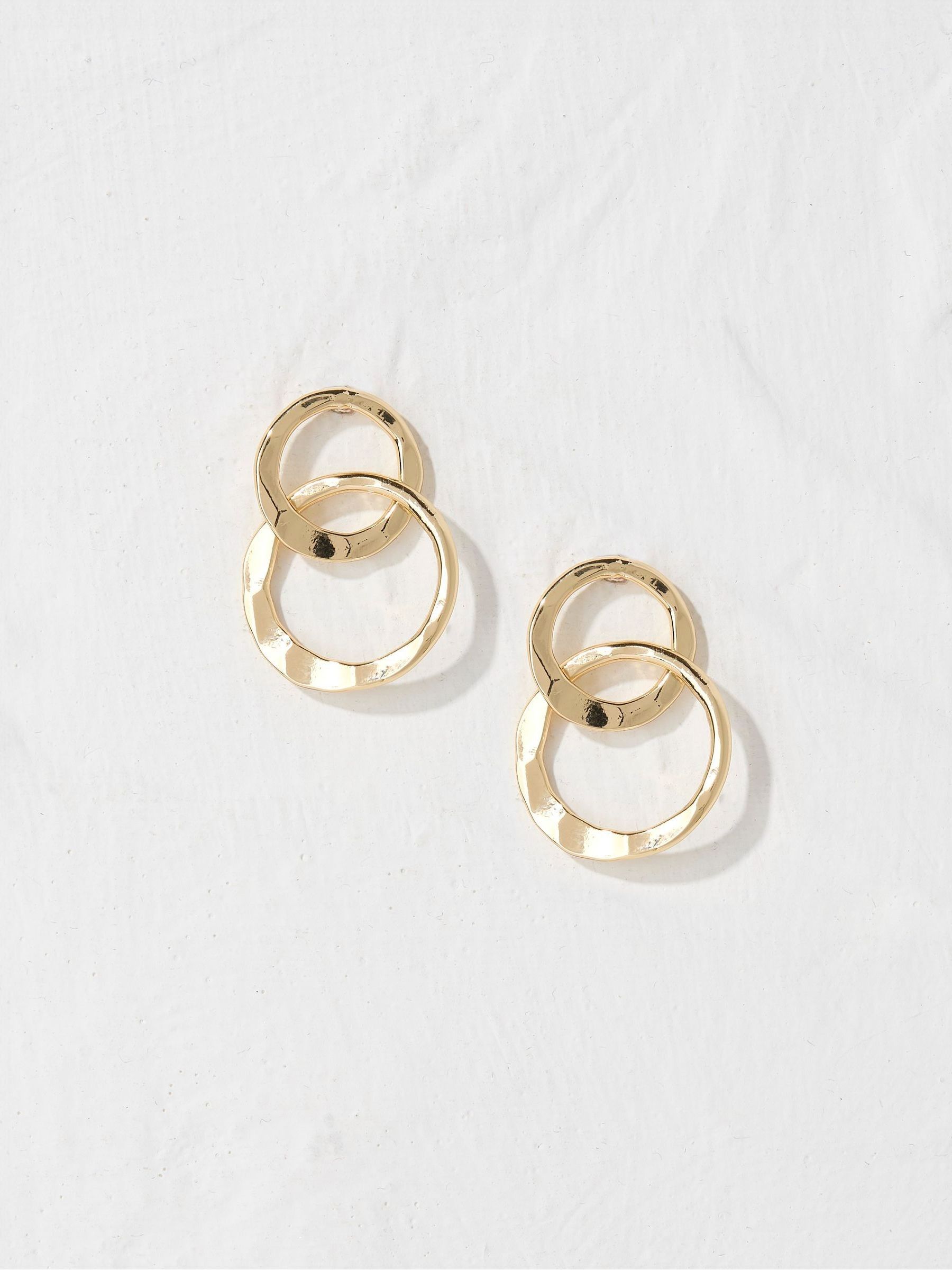 Gold Tone Link Disc Earrings - Image 1 of 2