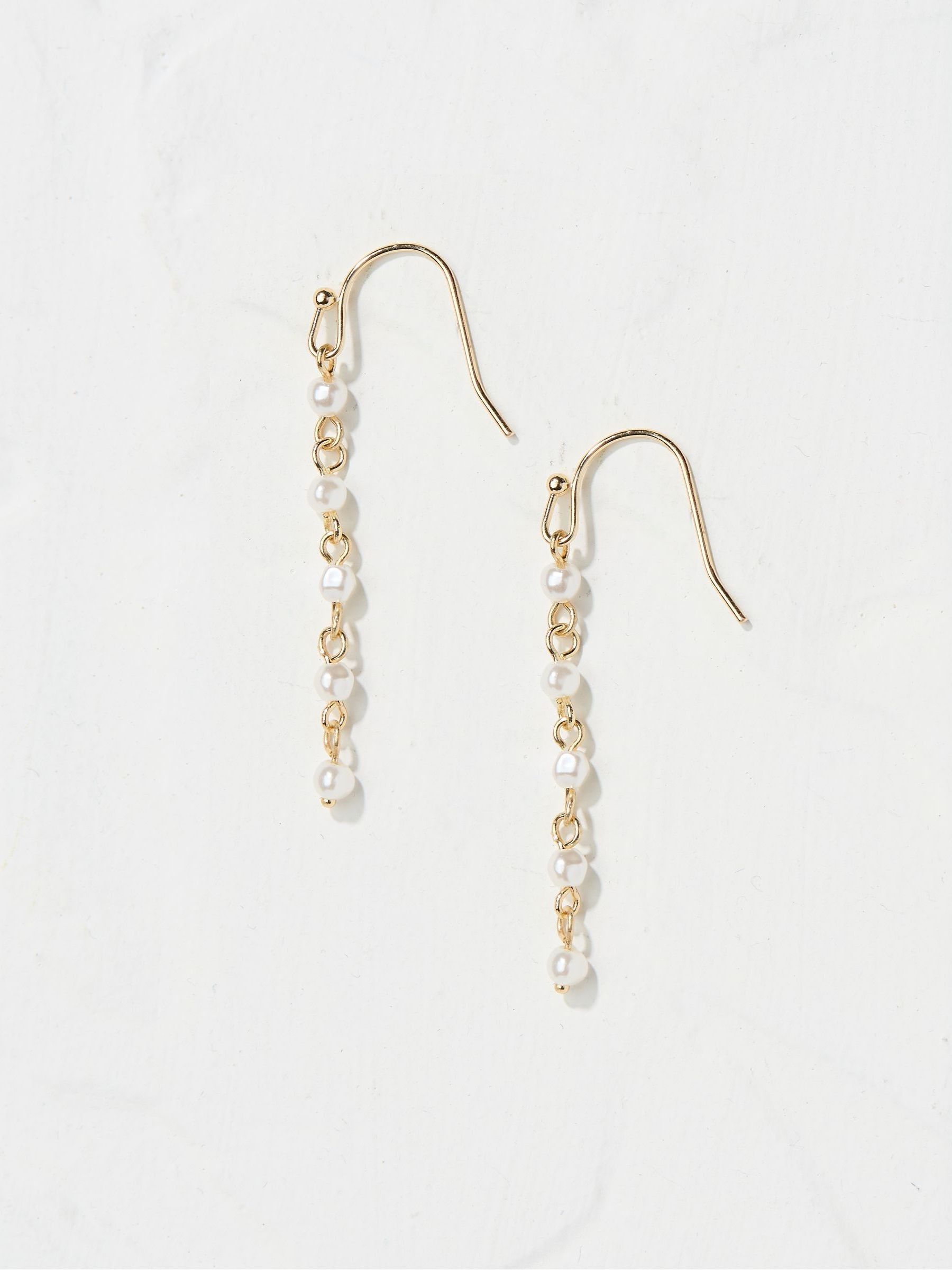Gold Tone Pearl Chain Earrings - Image 1 of 2