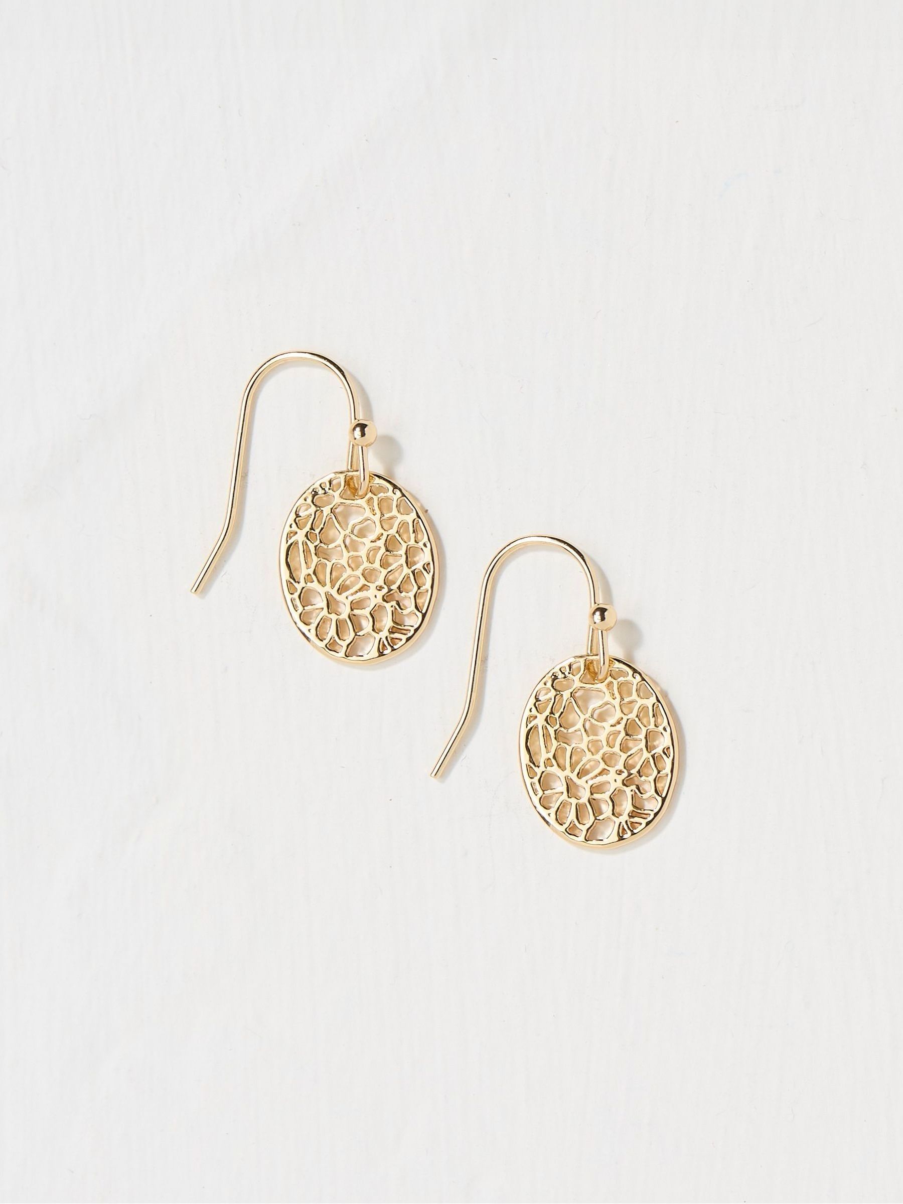 Filagree Gold Tone Drop Earrings - Image 1 of 2