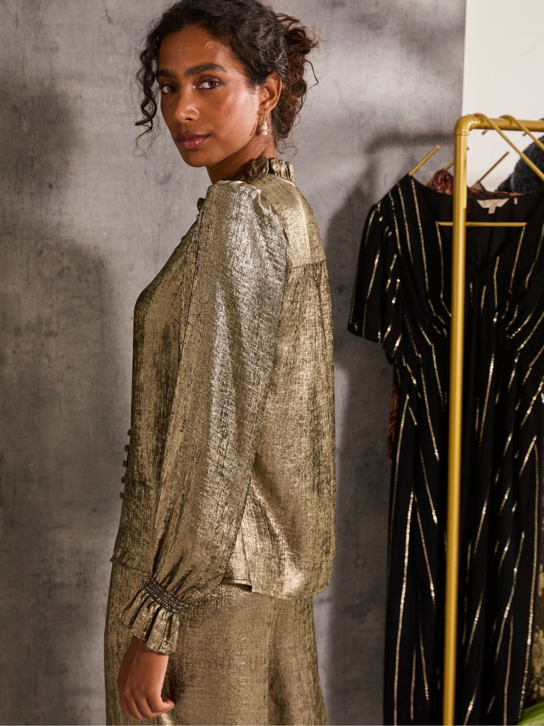 Bria Gold Bria Metallic Blouse - Image 2 of 5
