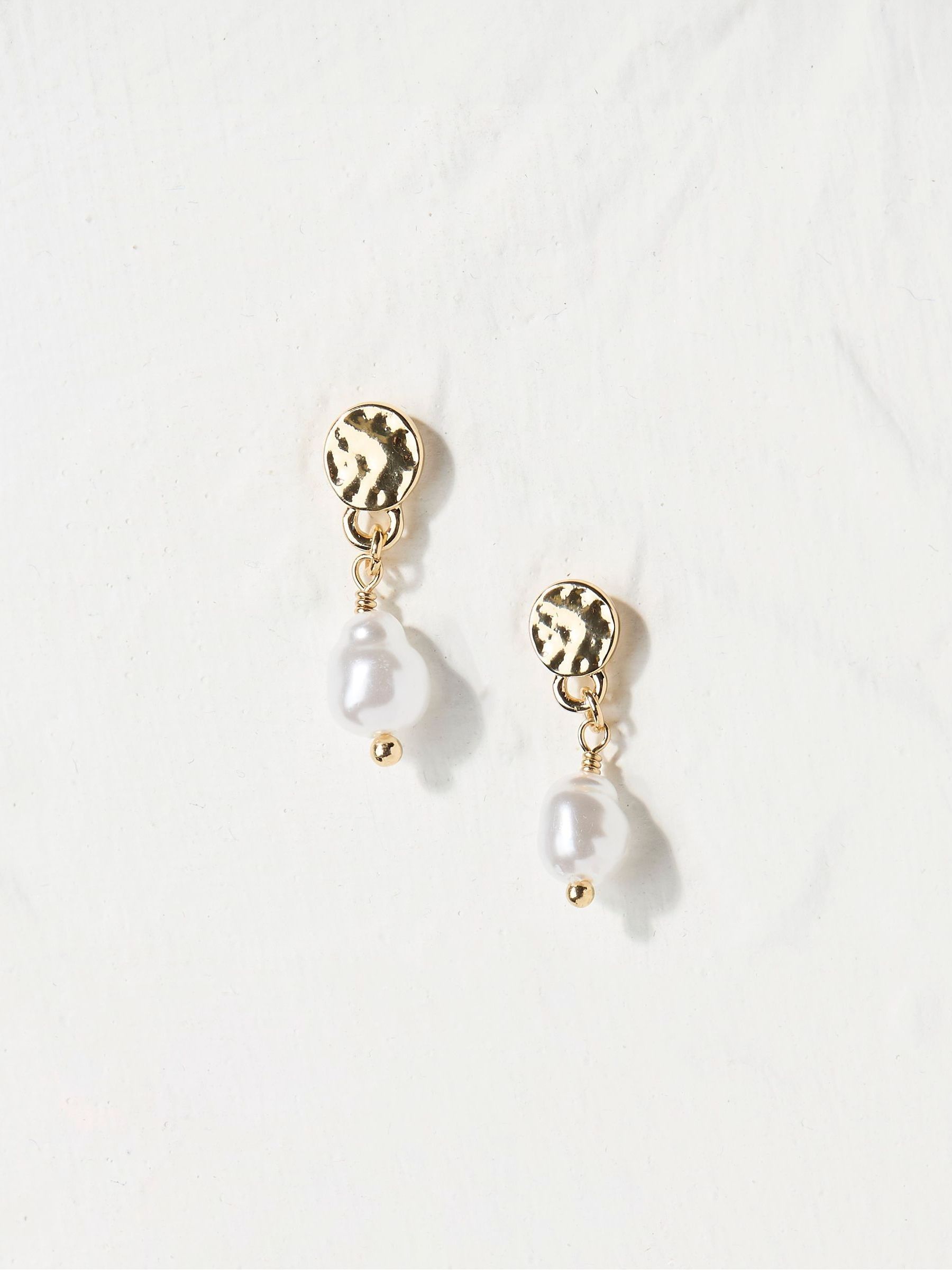 Gold Tone Pearl Drop Earrings - Image 1 of 2