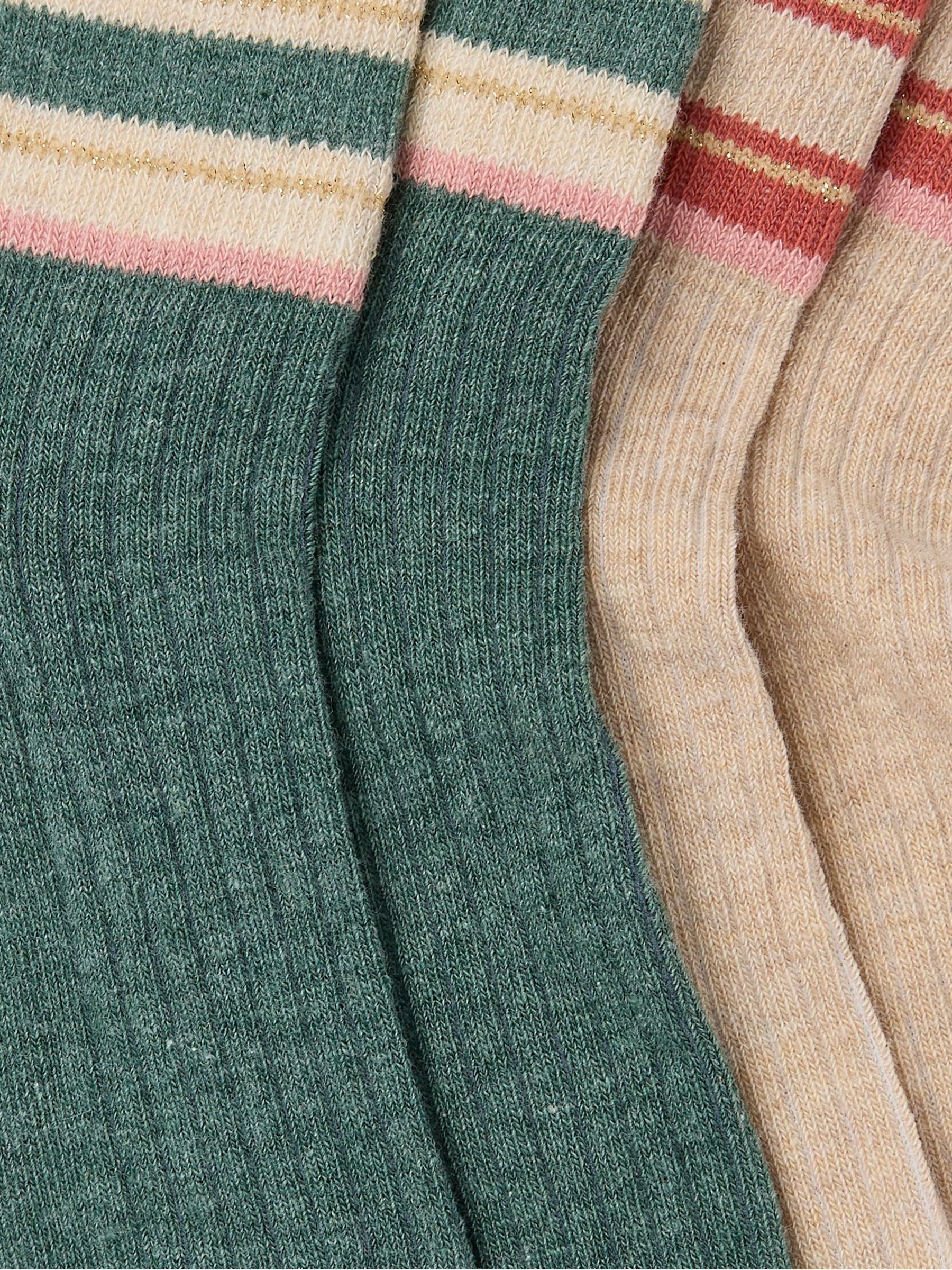 Green Sia Stripe Socks 2 Pack - Image 2 of 2 Green Sia Stripe Socks 2 Pack - Image 2 of 2