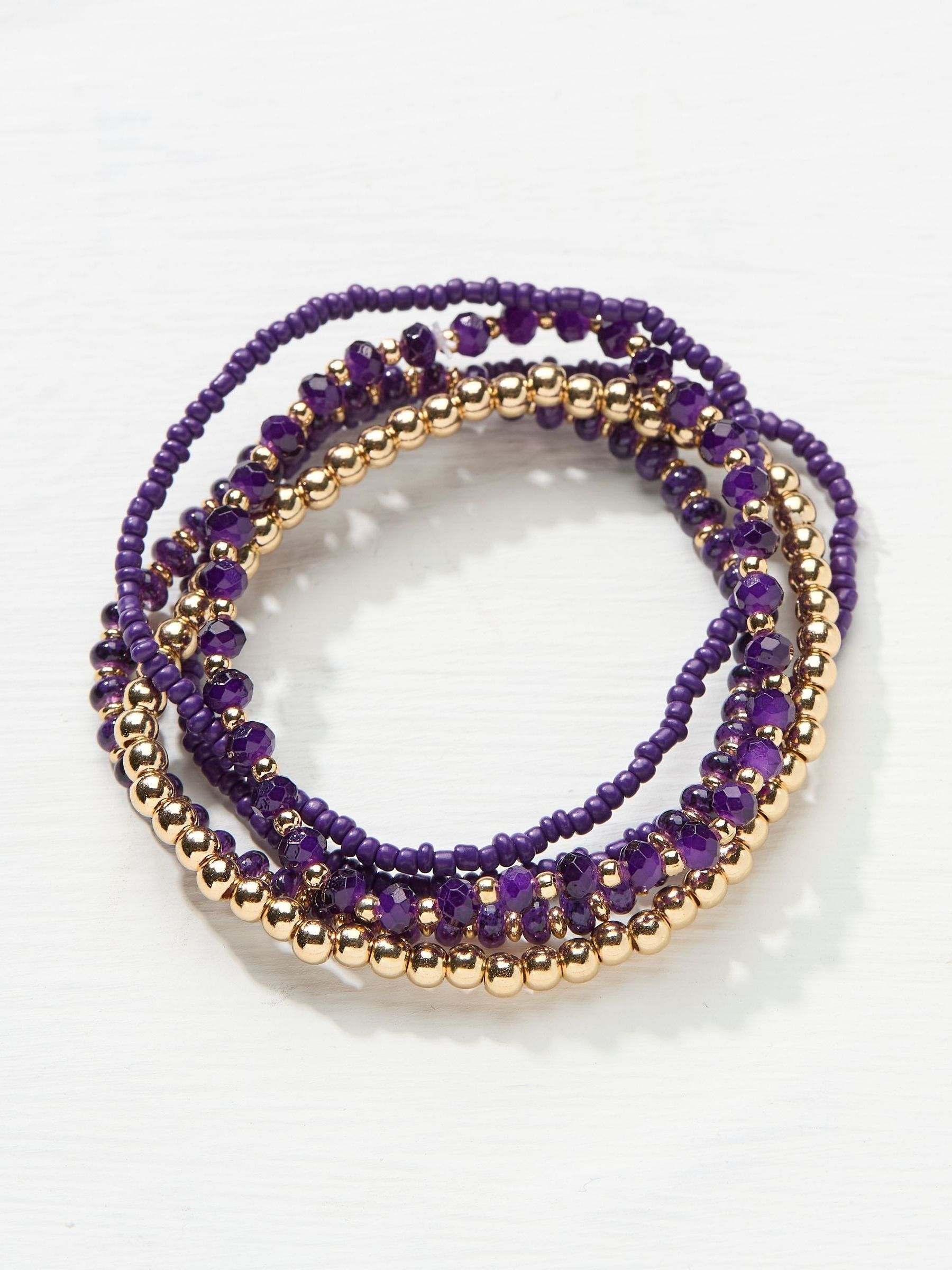 Purple Multi Stretch Bracelet - Image 1 of 2 Purple Multi Stretch Bracelet - Image 1 of 2