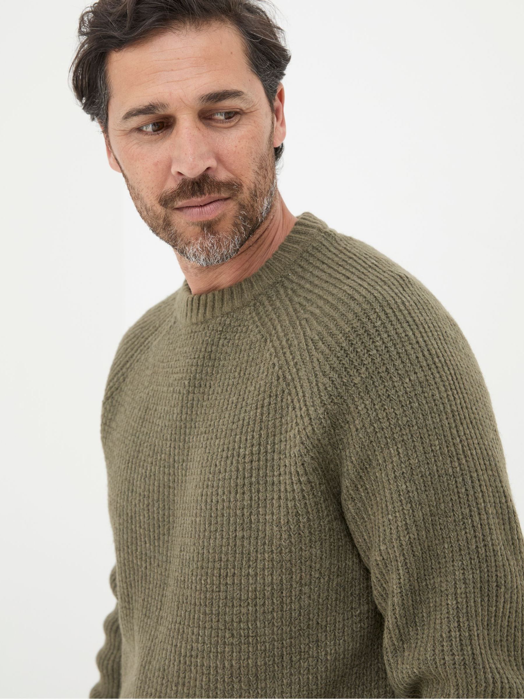 Calder Khaki Green Crew Neck Jumper - Image 3 of 5