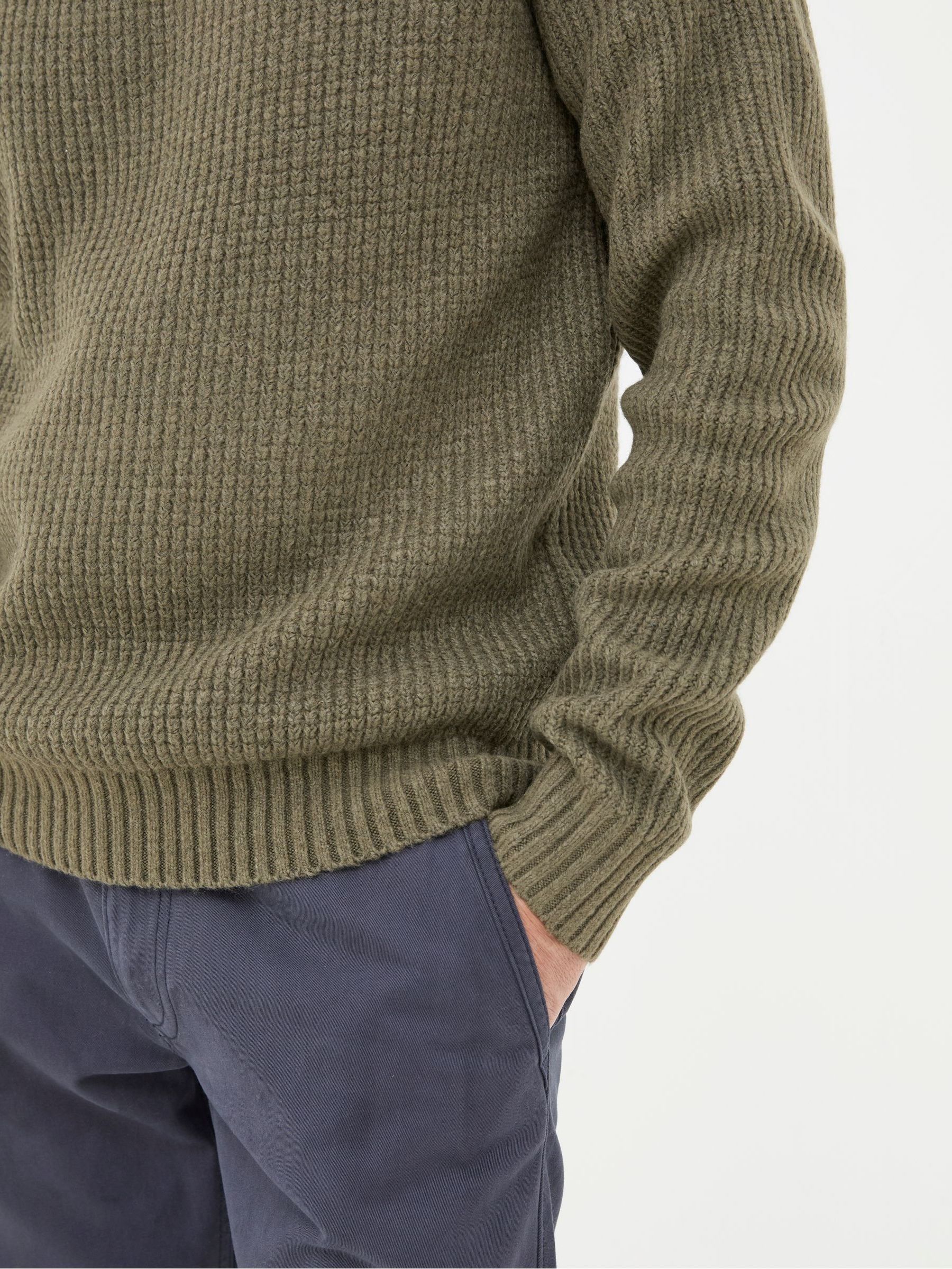 Calder Khaki Green Crew Neck Jumper - Image 4 of 5
