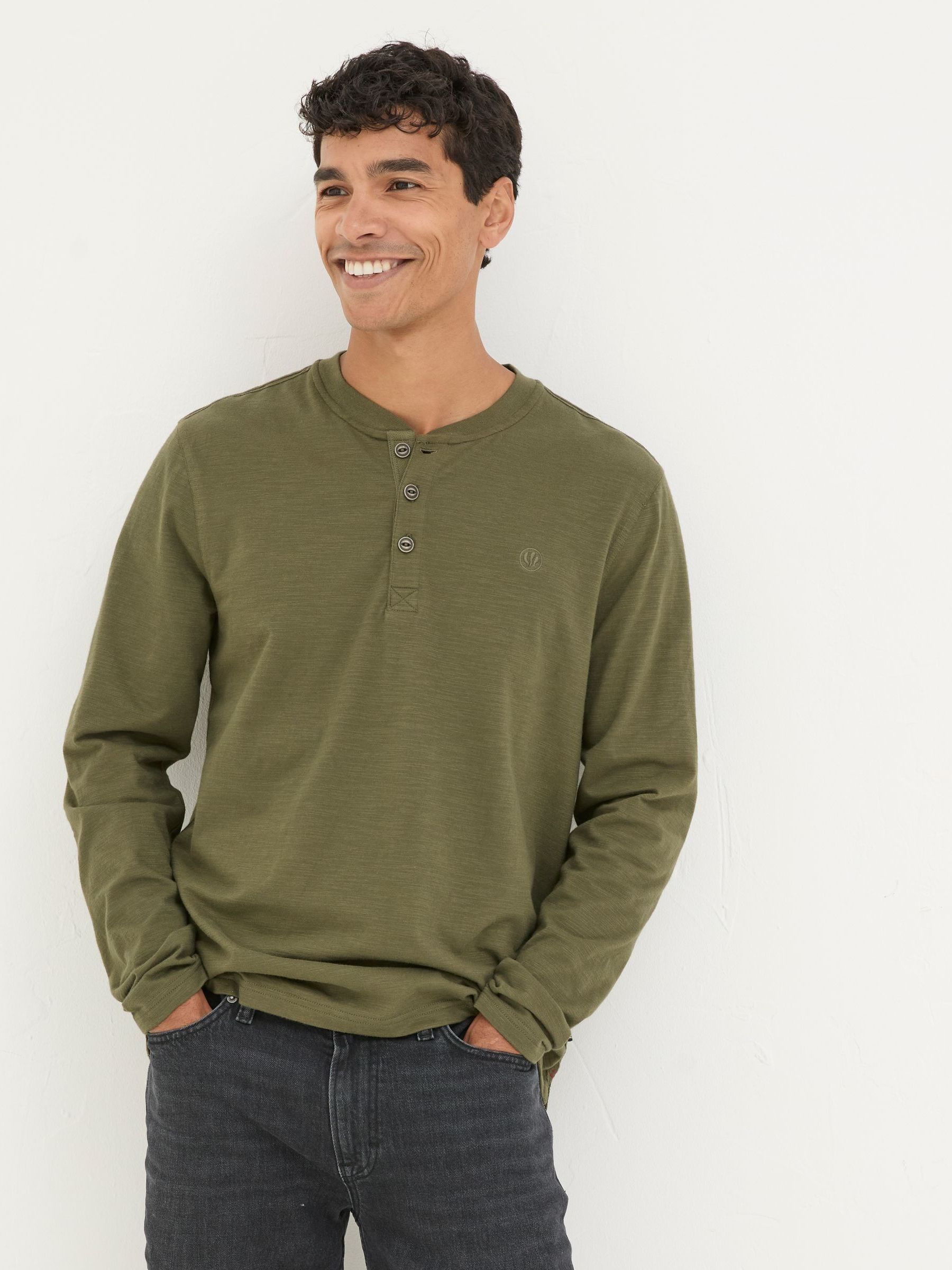 Calder Khaki Green Crew Neck Jumper - Image 6 of 7