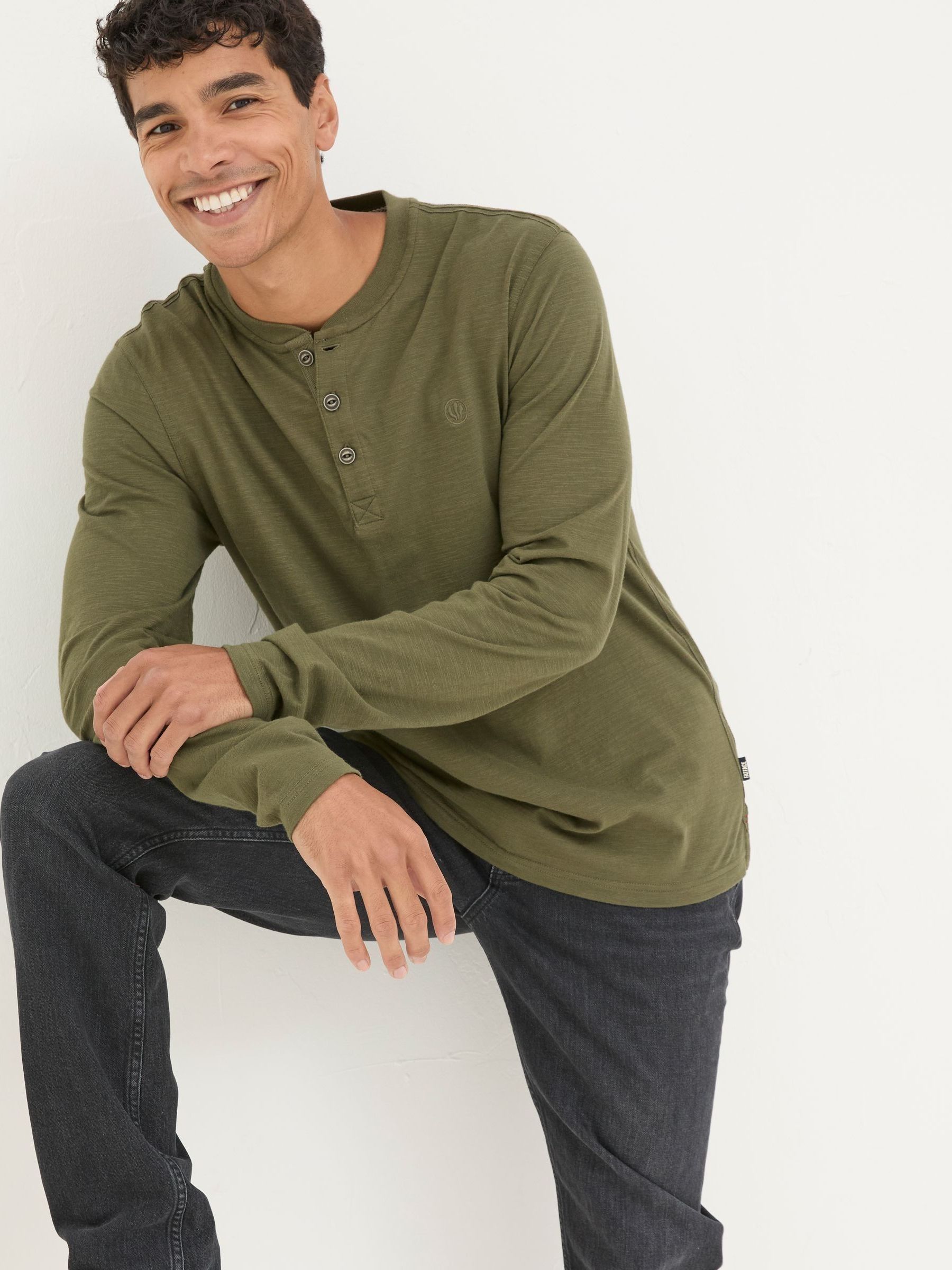 Calder Khaki Green Crew Neck Jumper - Image 7 of 7