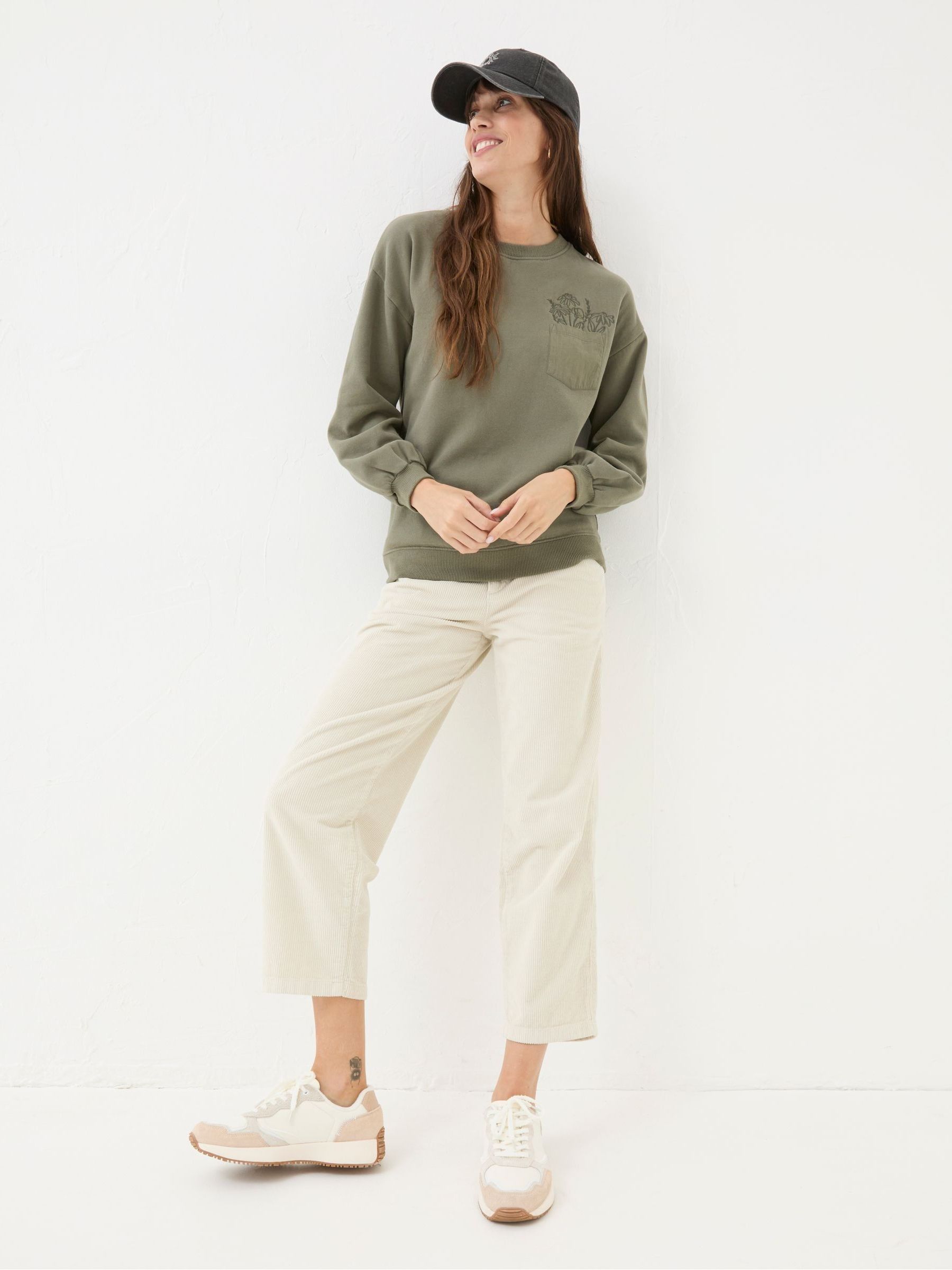 Alex Green Khaki Graphic Pocket Sweat Top - Image 3 of 6