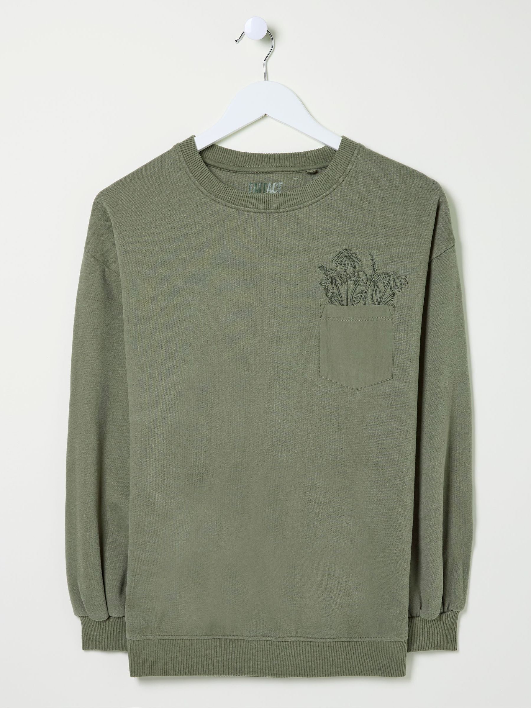 Alex Green Khaki Graphic Pocket Sweat Top - Image 6 of 6