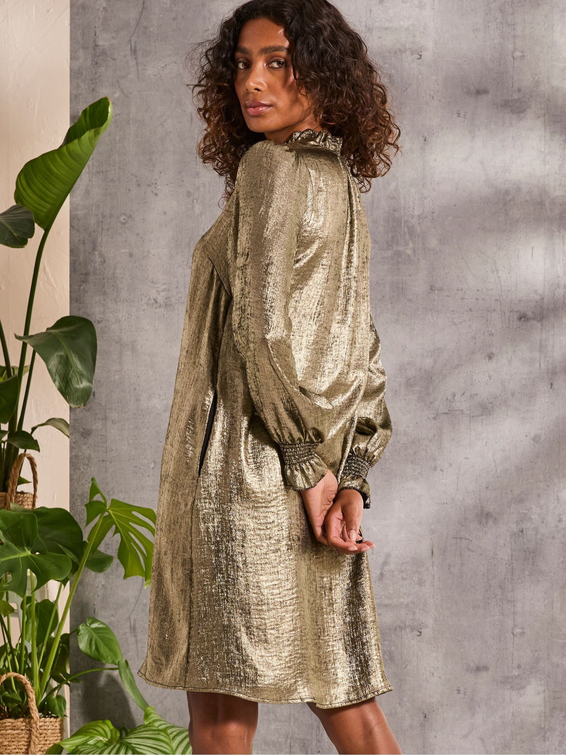 Silas Gold Metallic Dress - Image 2 of 6