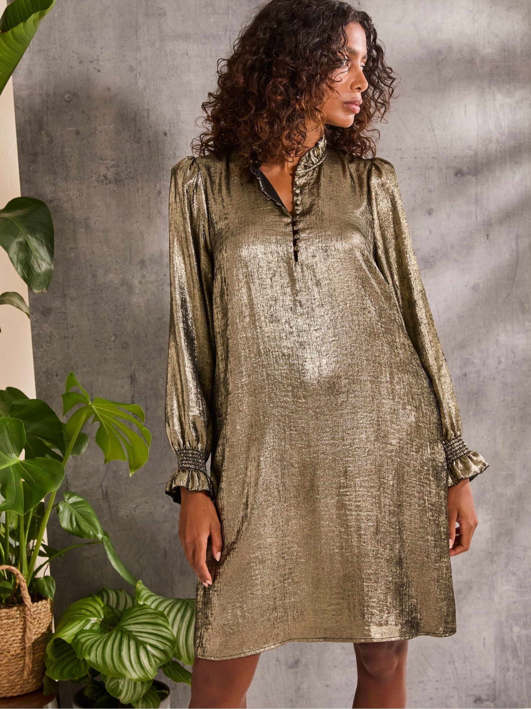 Silas Gold Metallic Dress - Image 3 of 6