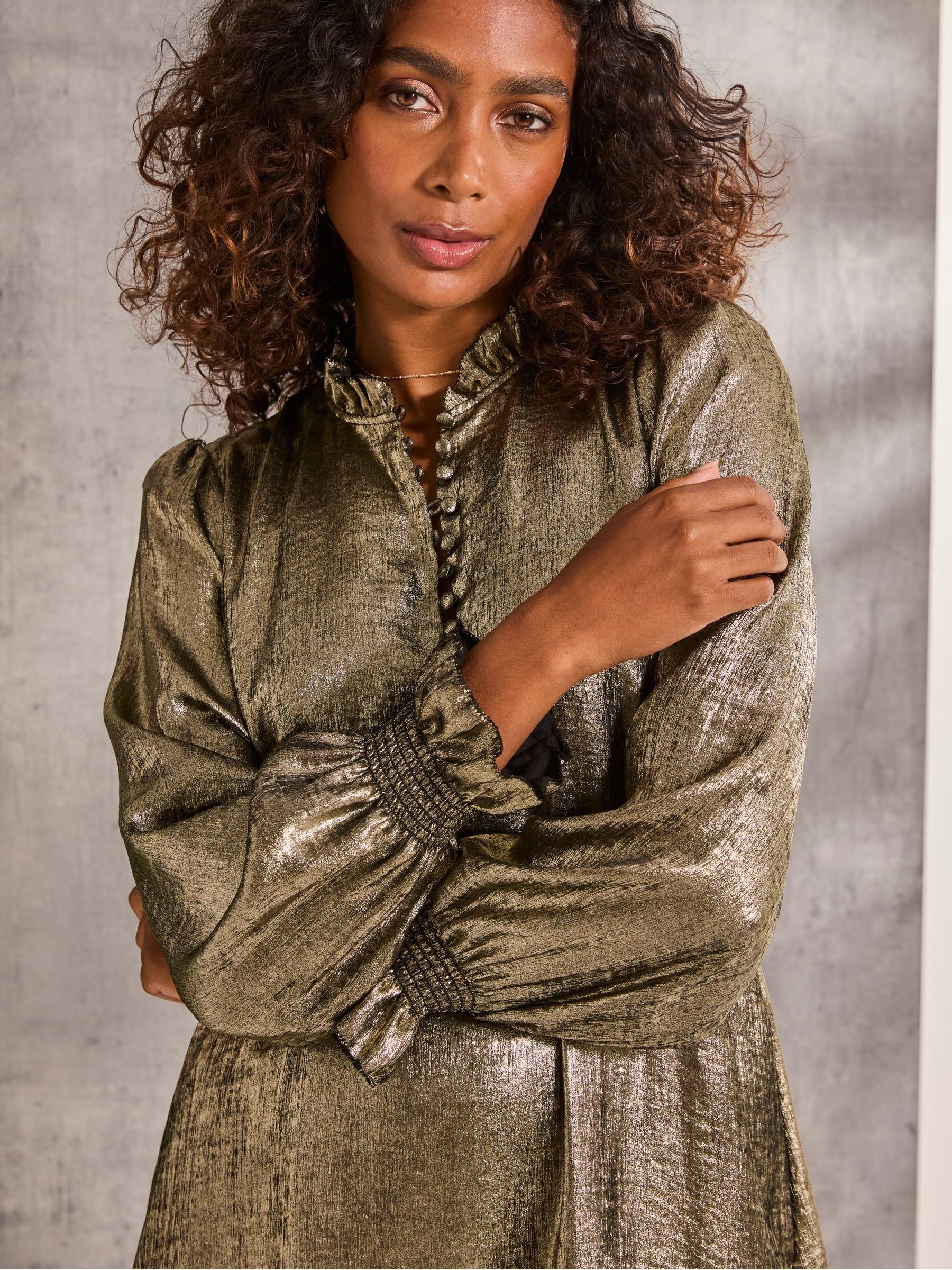 Silas Gold Metallic Dress - Image 4 of 6