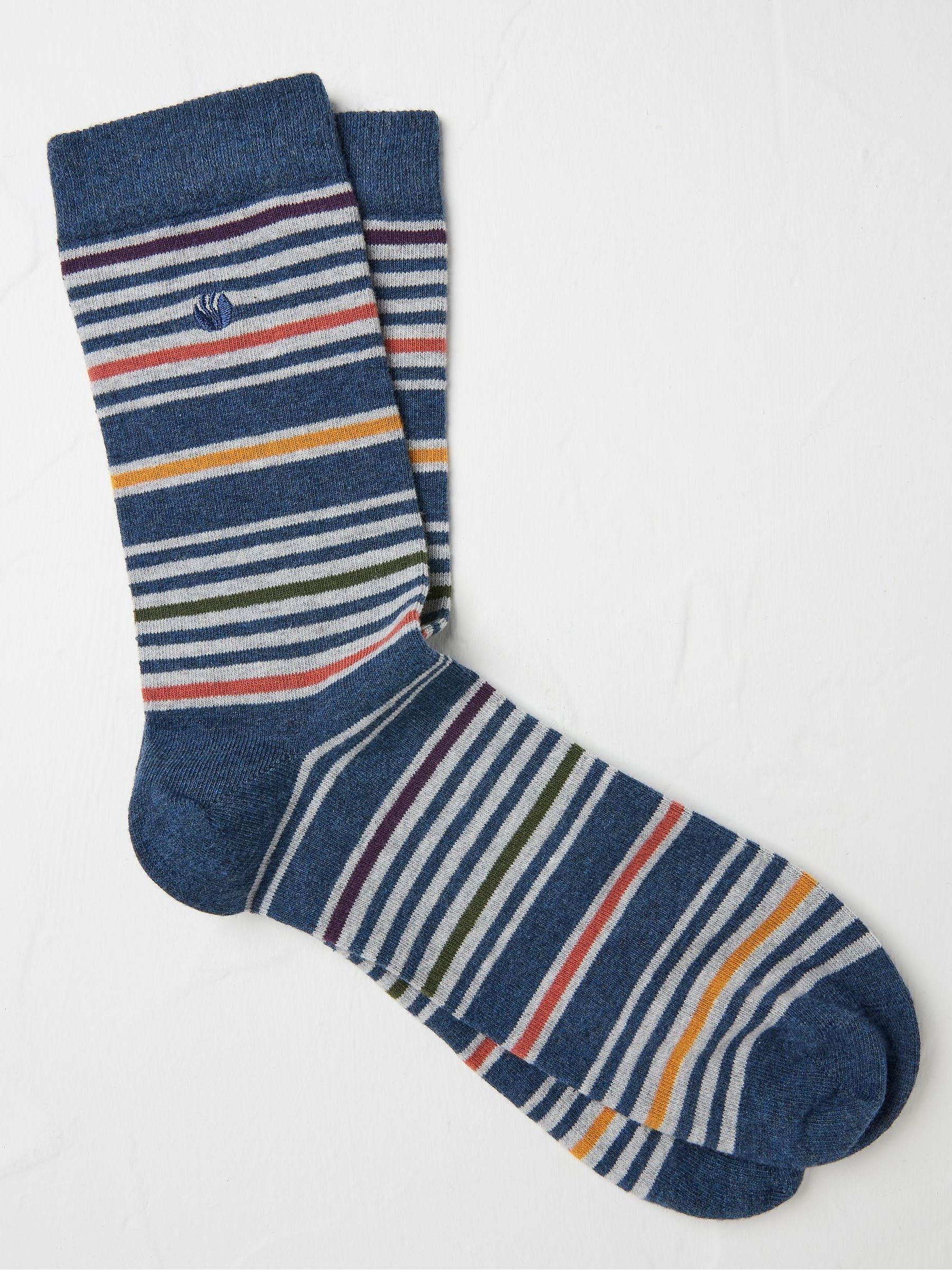 Blue & Grey Stripe Men's Socks 1 Pack - Image 1 of 2