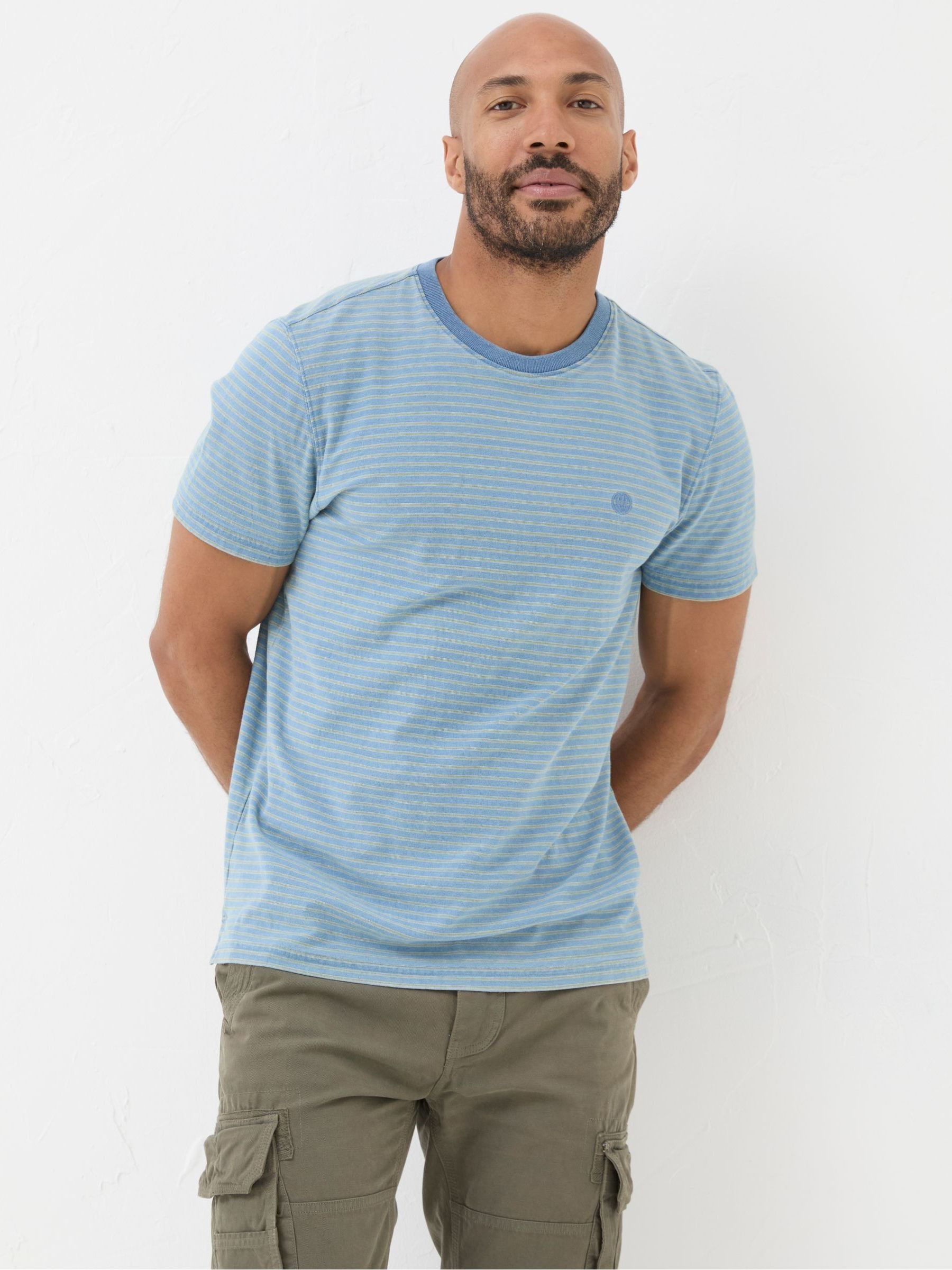 Teal Blue Indigo Stripe T Shirt - Image 1 of 6