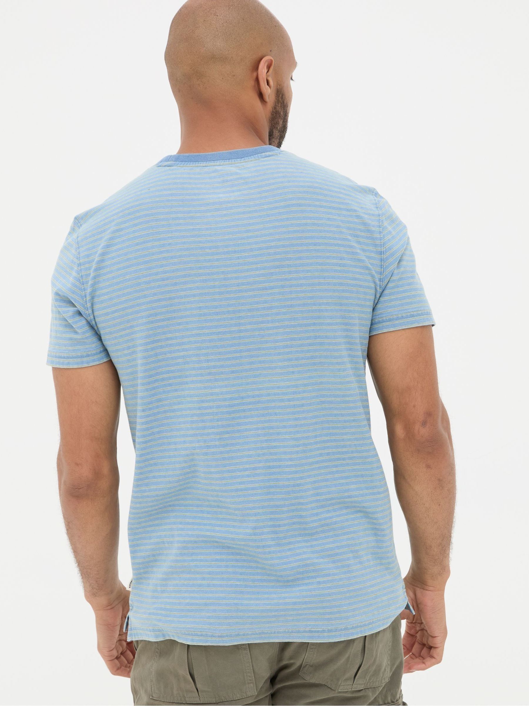 Teal Blue Indigo Stripe T Shirt - Image 2 of 6