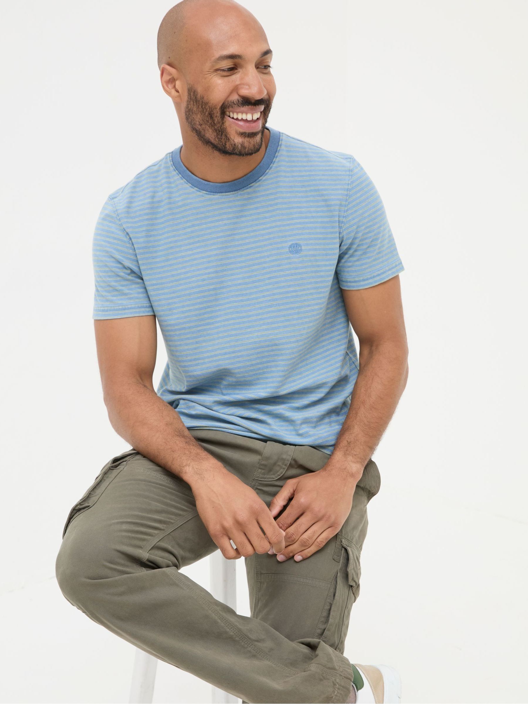 Teal Blue Indigo Stripe T Shirt - Image 3 of 6