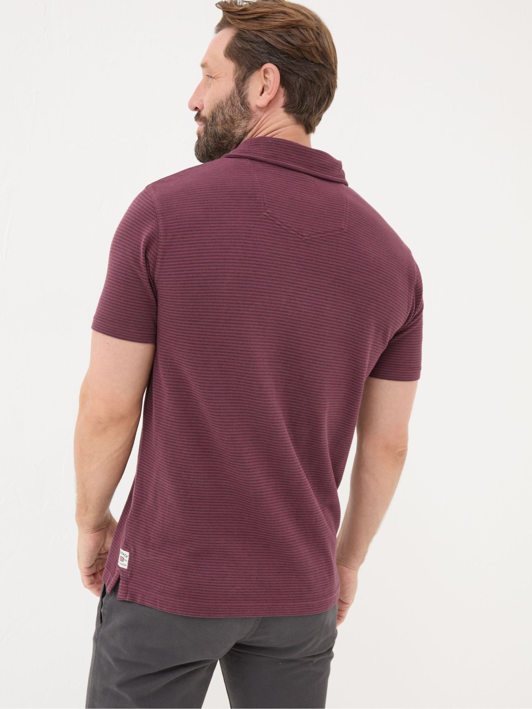 Burgundy Red Fine Stripe Polo Shirt - Image 2 of 5