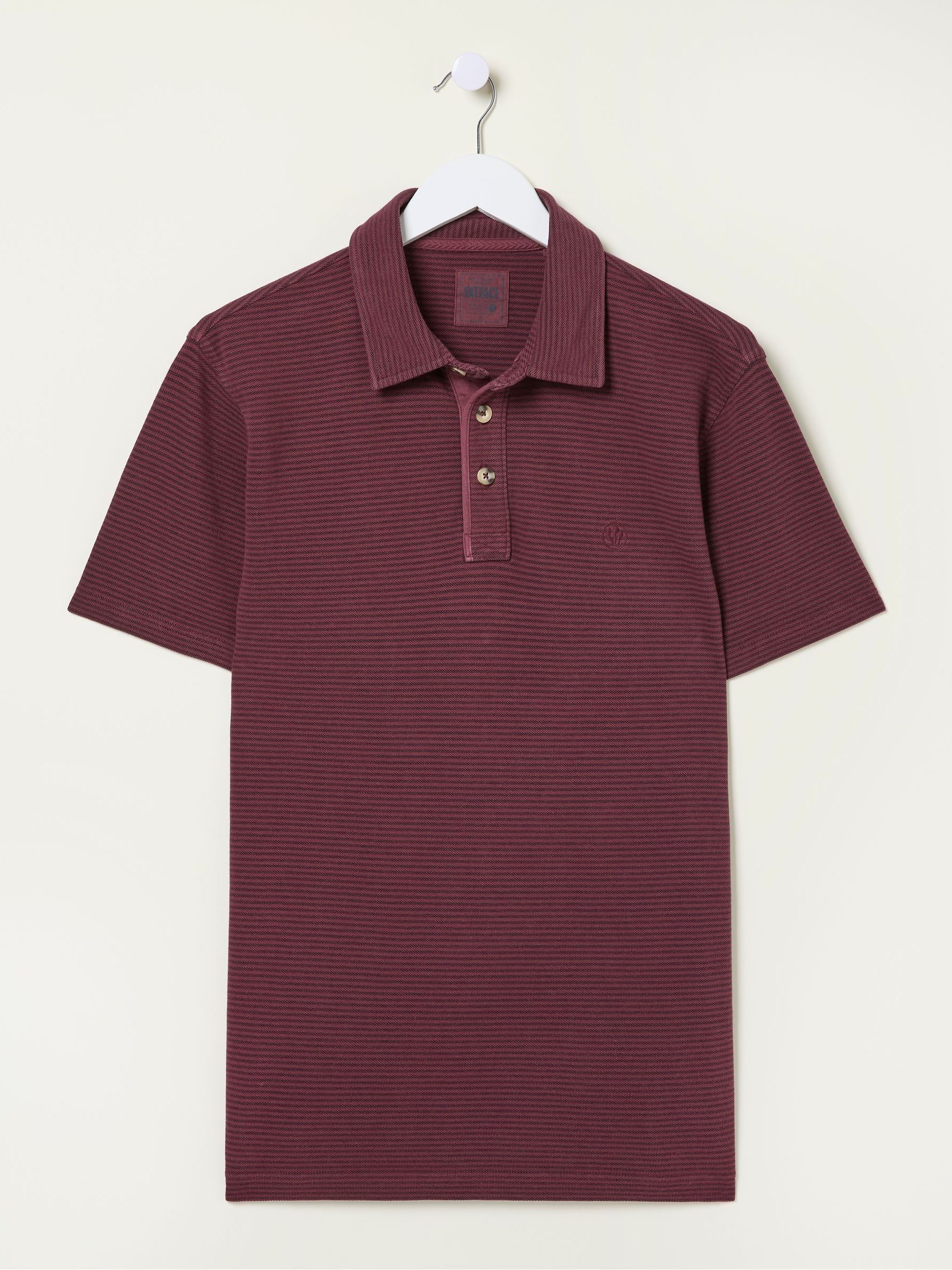 Burgundy Red Fine Stripe Polo Shirt - Image 5 of 5