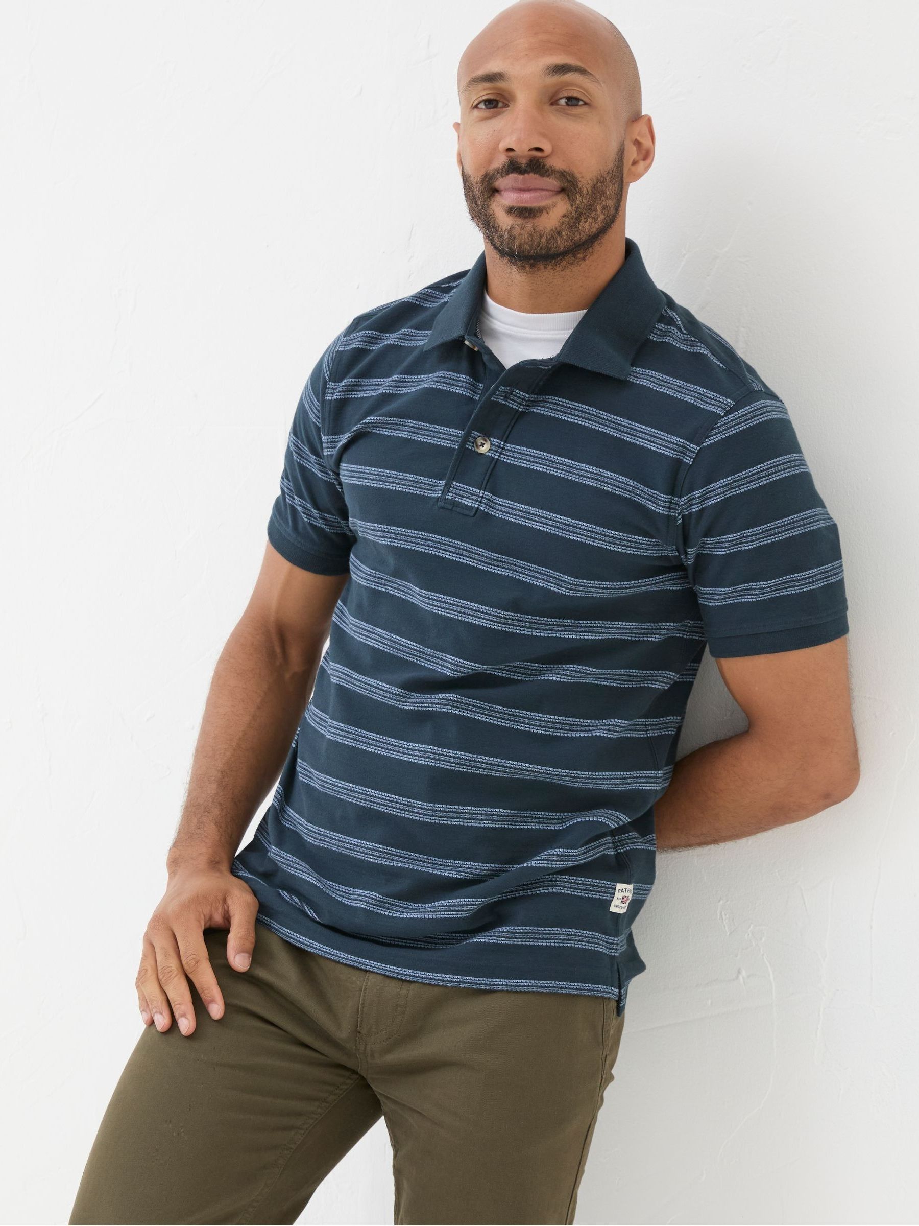Harris Blue Stripe Polo Shirt - Image 1 of 5