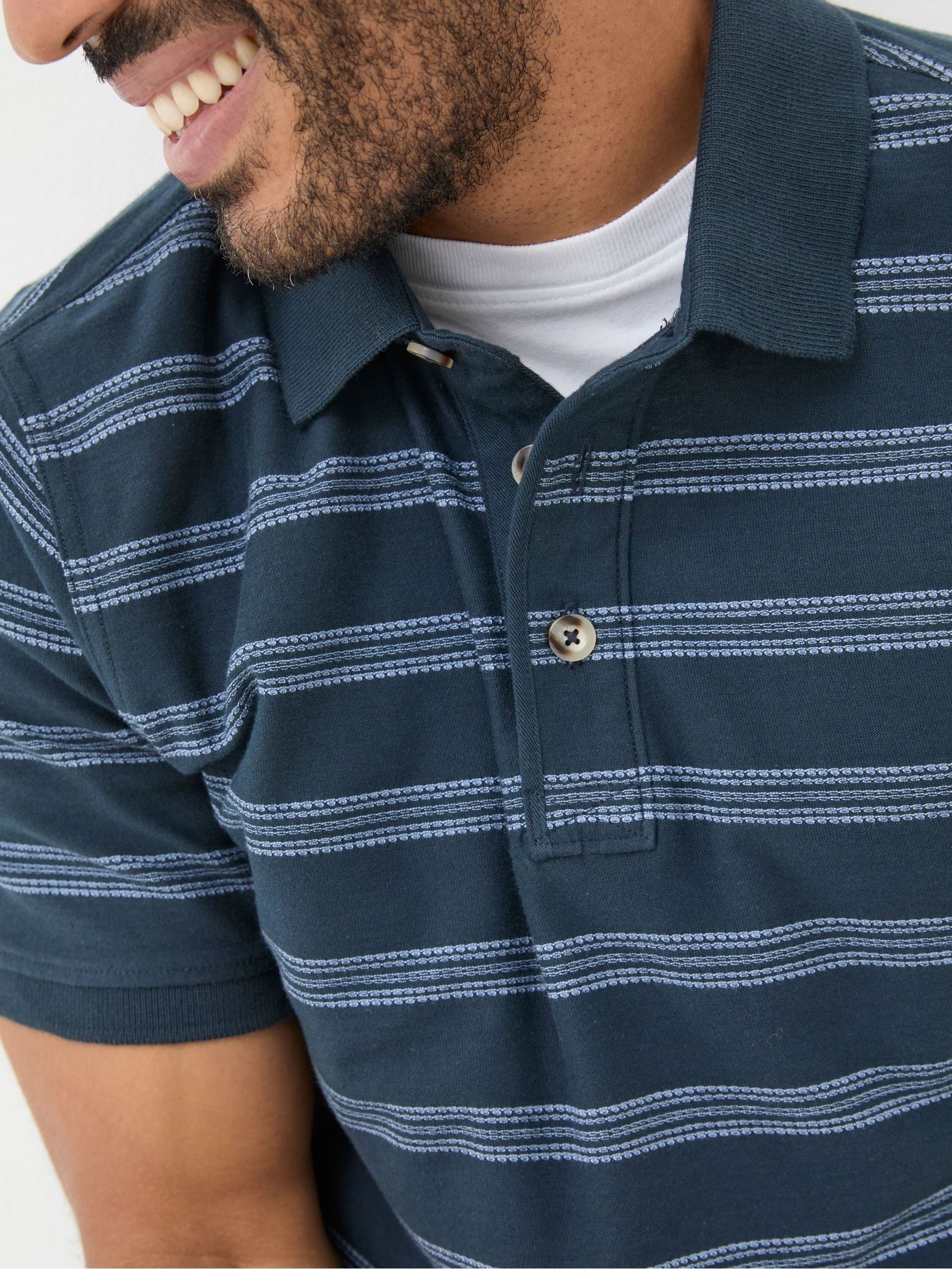 Harris Blue Stripe Polo Shirt - Image 4 of 5