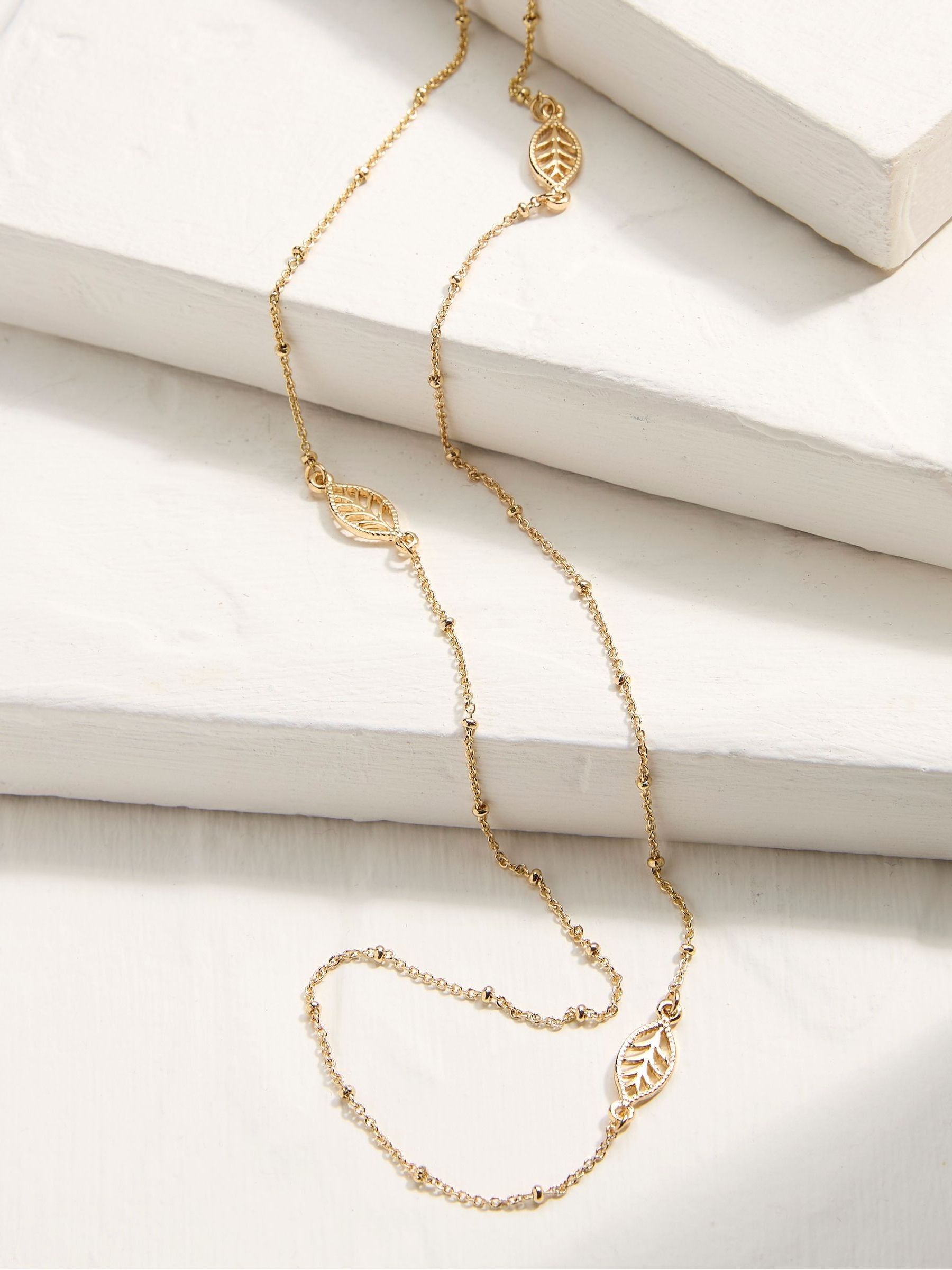 Gold Tone Leaf Necklace - Image 2 of 4