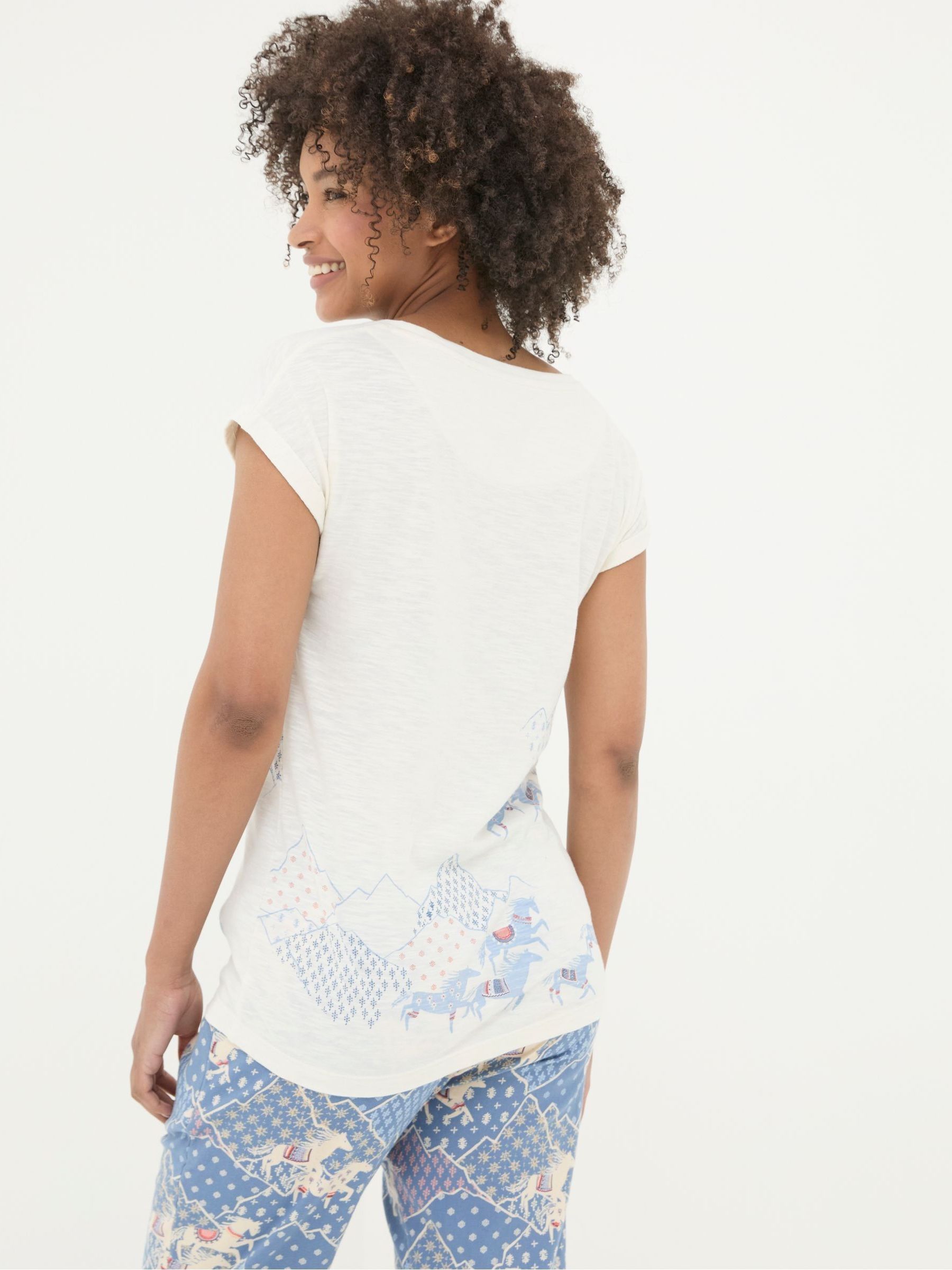 Horse Print Cream Graphic Pyjama Top - Image 2 of 5