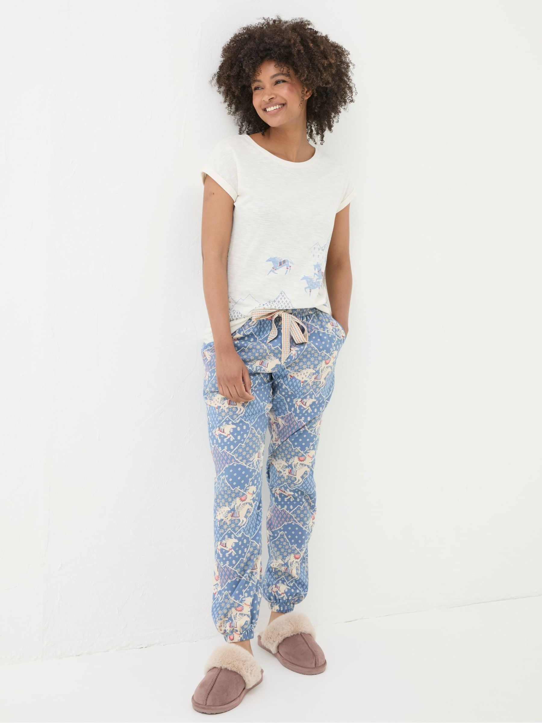 Horse Print Cream Graphic Pyjama Top - Image 3 of 5