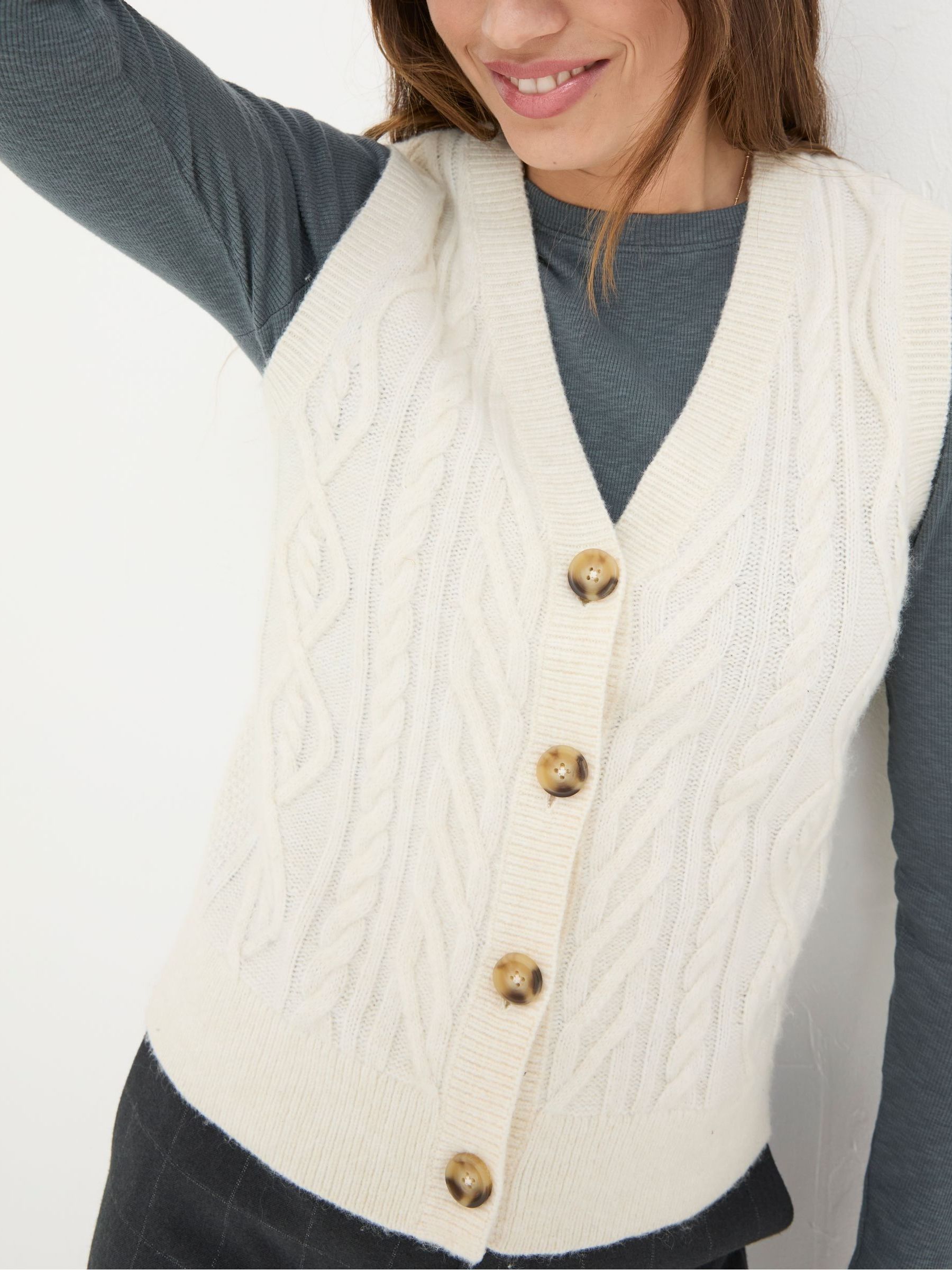 Macy Cream Cable Button Tank - Image 3 of 5