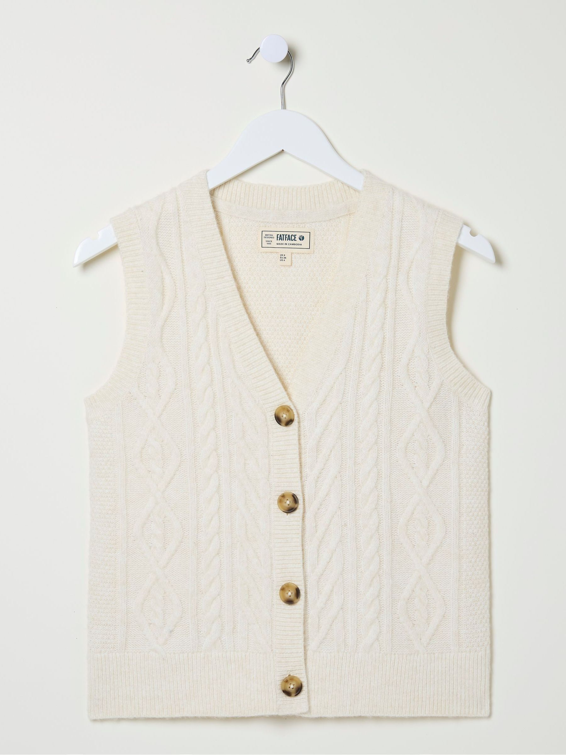 Macy Cream Cable Button Tank - Image 5 of 5