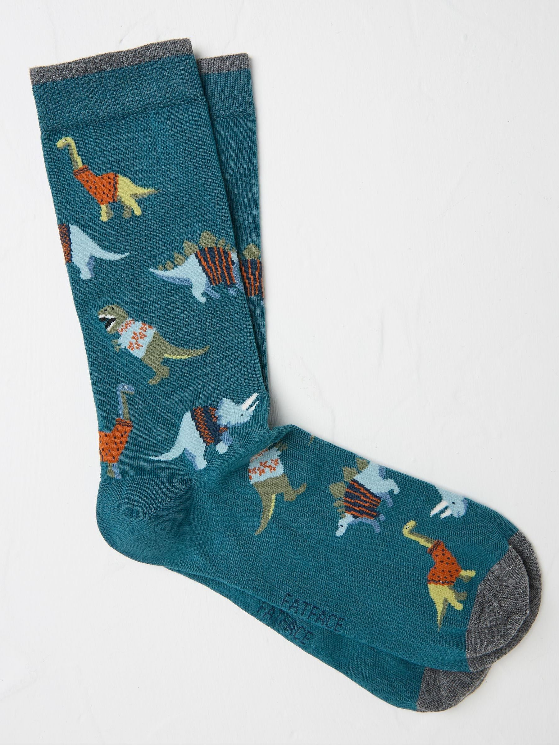 Green Dino Men's Socks 1 Pack - Image 1 of 2 Green Dino Men's Socks 1 Pack - Image 1 of 2