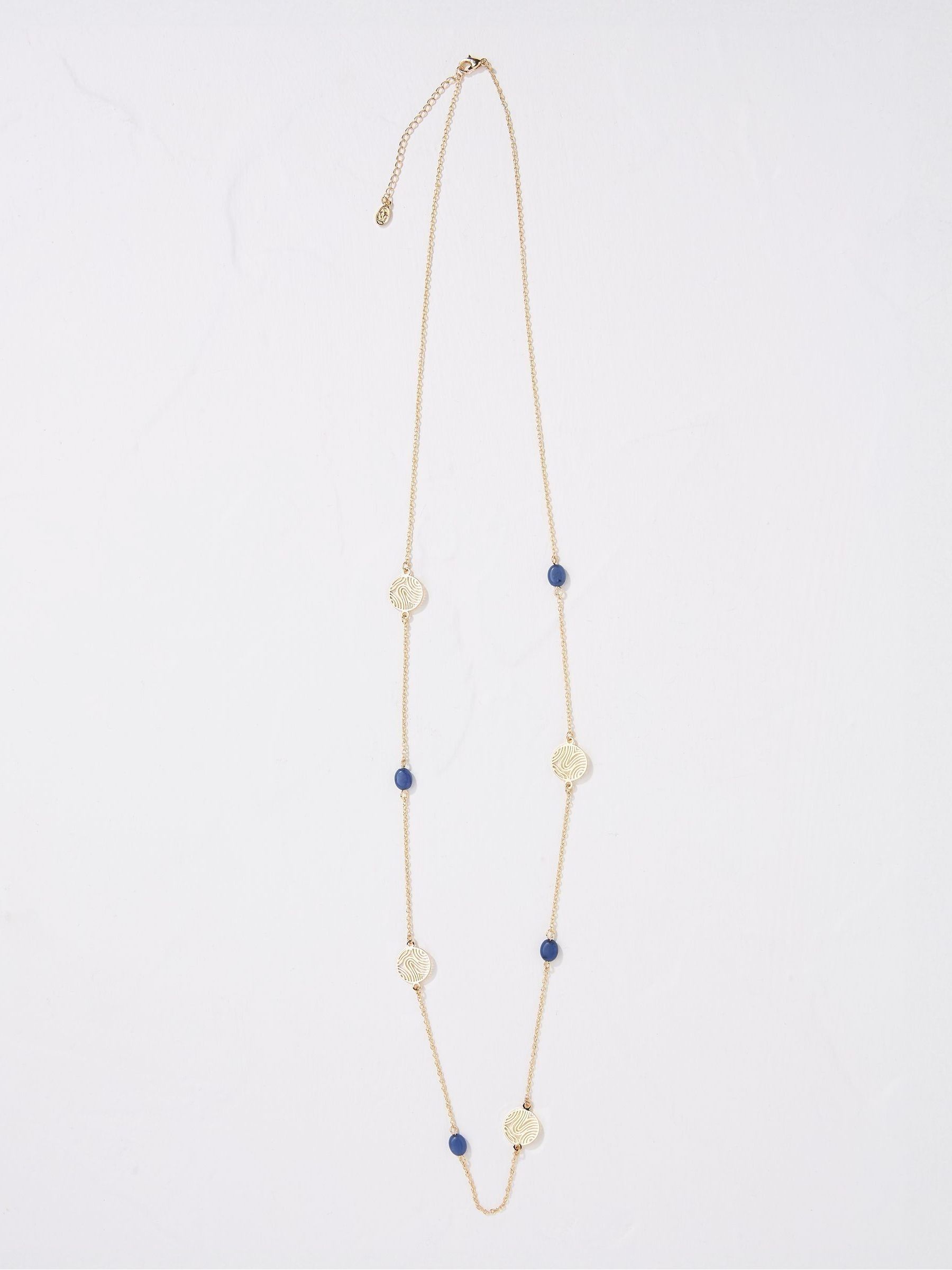 Gold Tone Stone Disc Necklace - Image 1 of 2