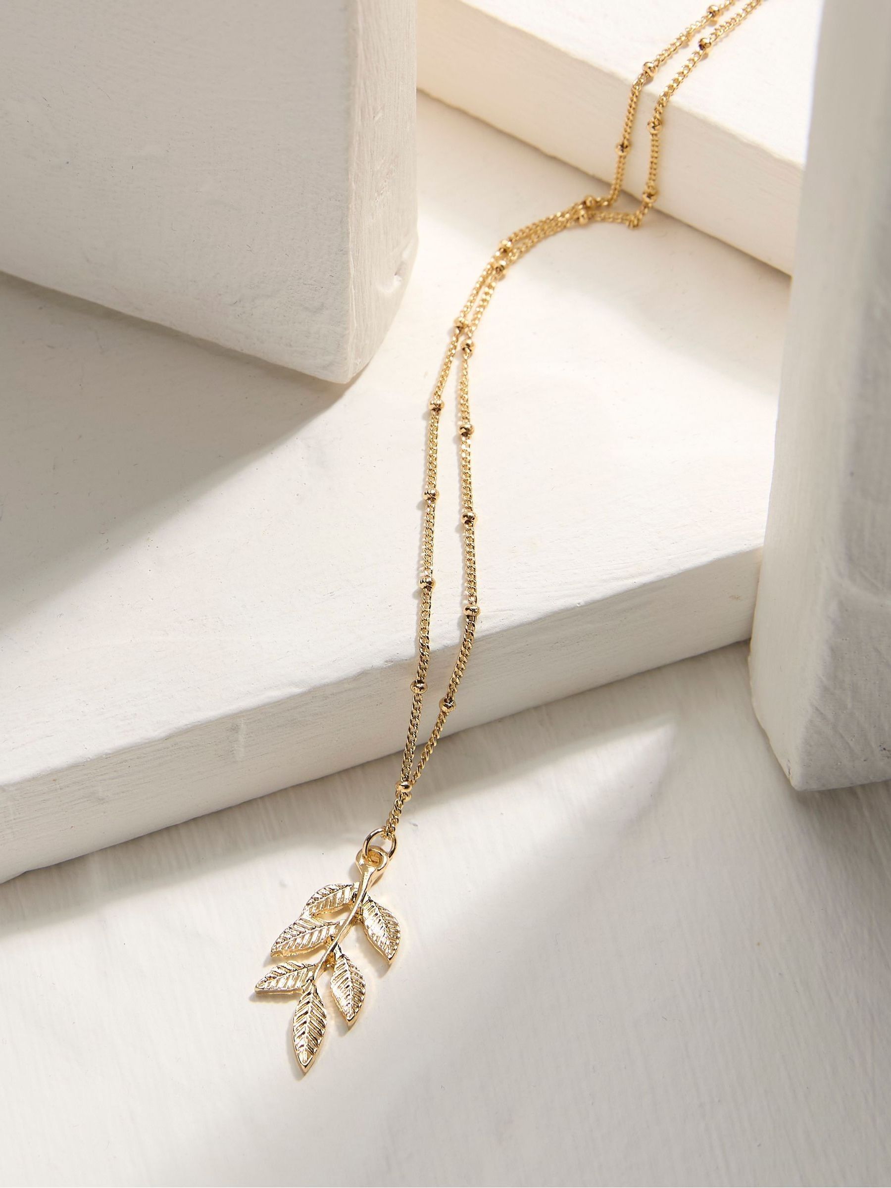 Gold Tone Leaf Necklace - Image 2 of 2