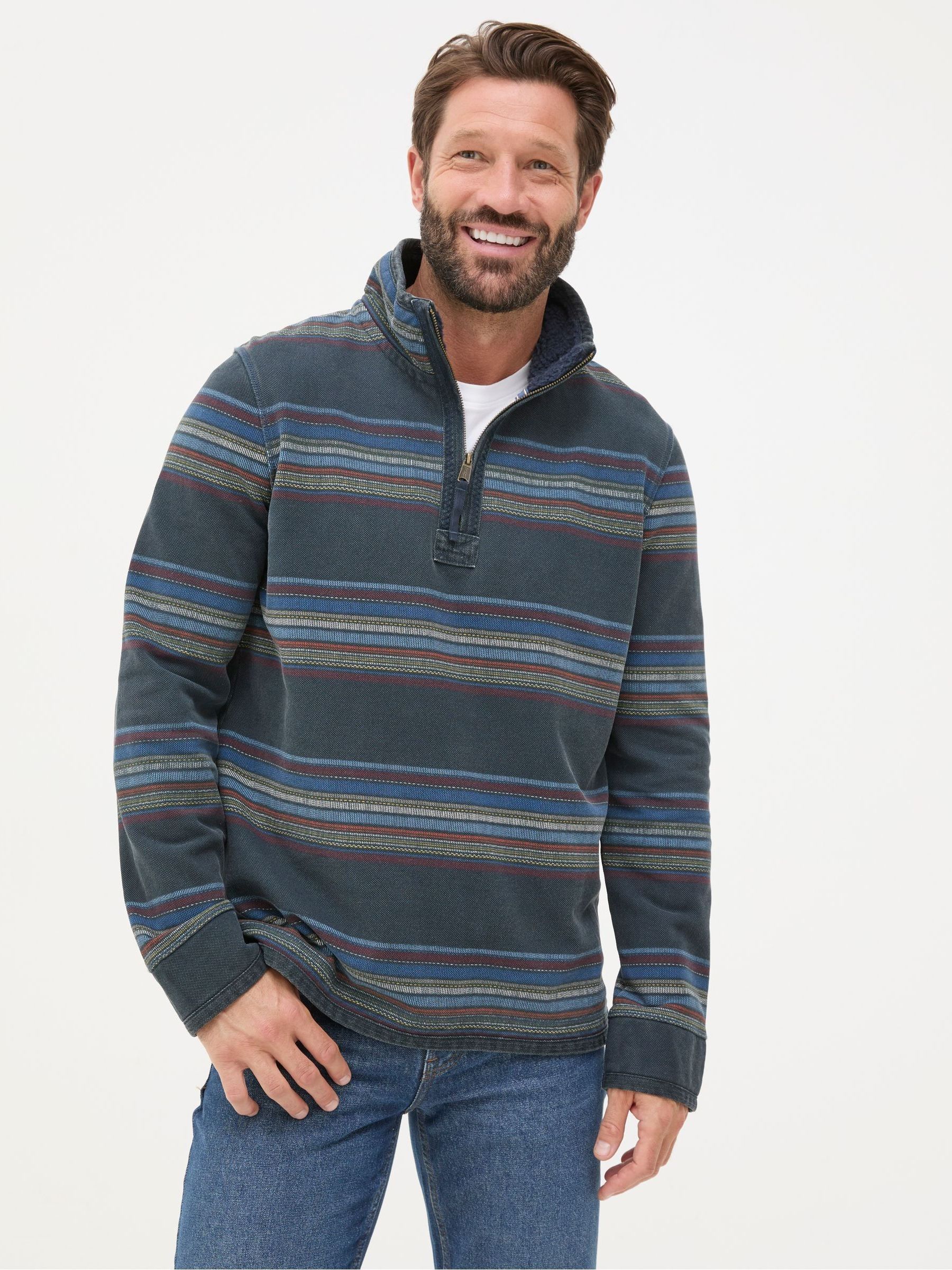 Airlie Blue Stripe Panel Sweatshirt - Image 1 of 6