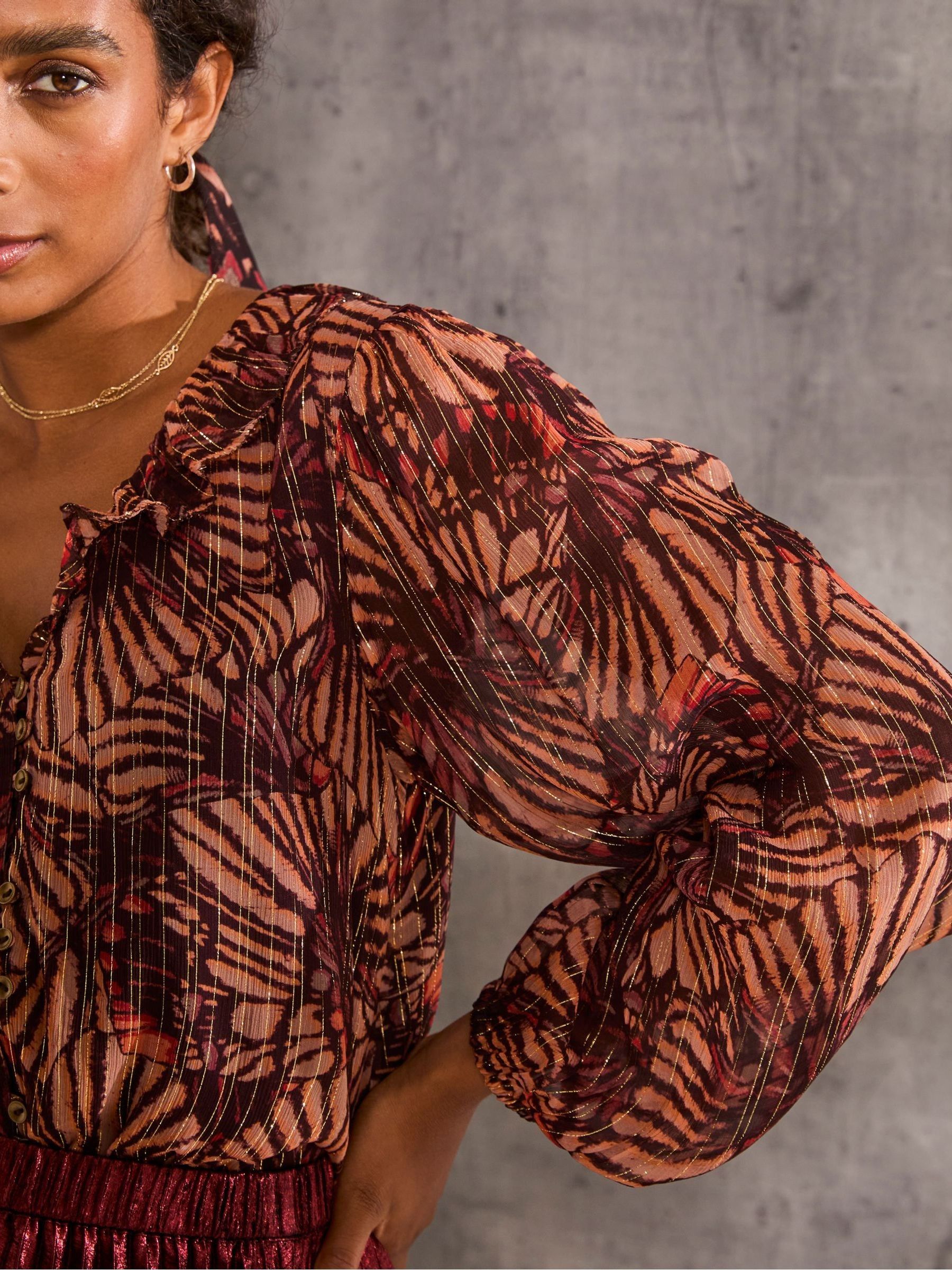 Grace Black Printed Blouse - Image 4 of 6