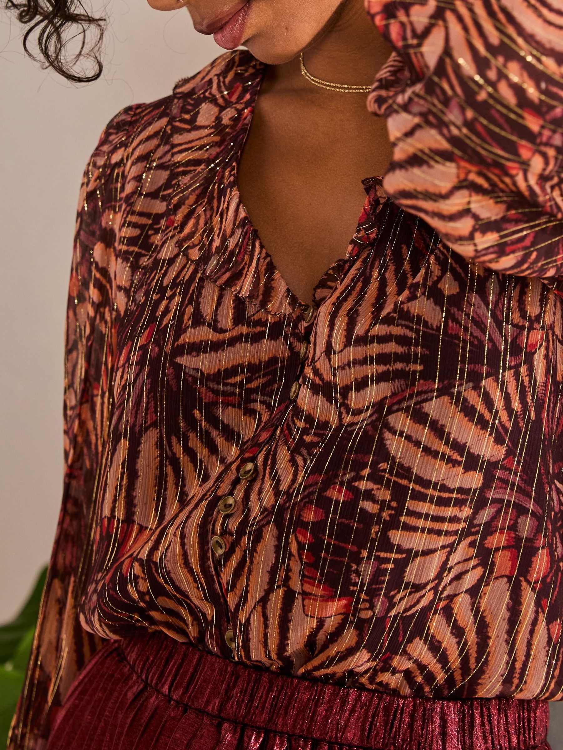 Grace Black Printed Blouse - Image 5 of 6