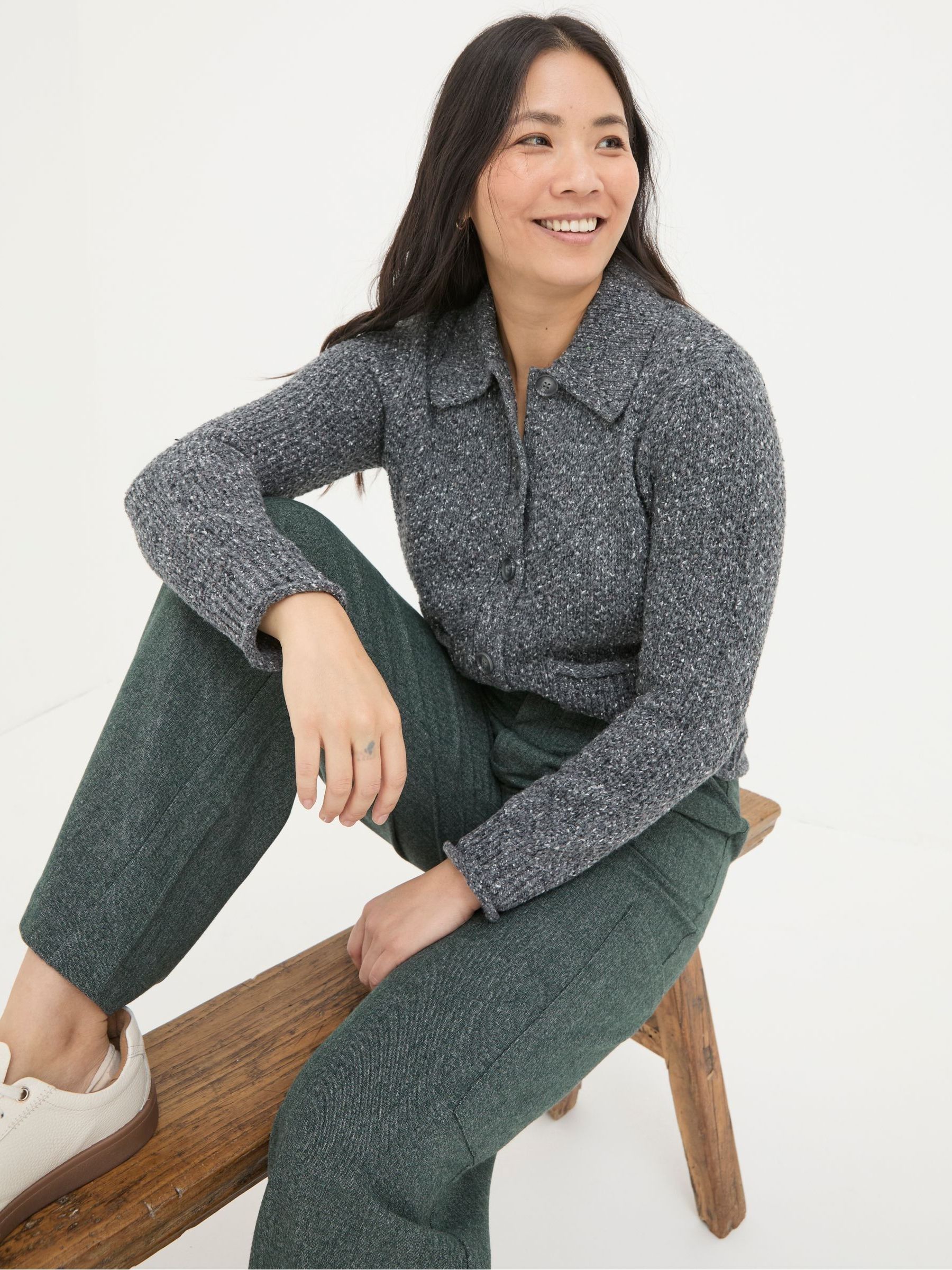 Natalie Grey Collar Cardigan - Image 1 of 5