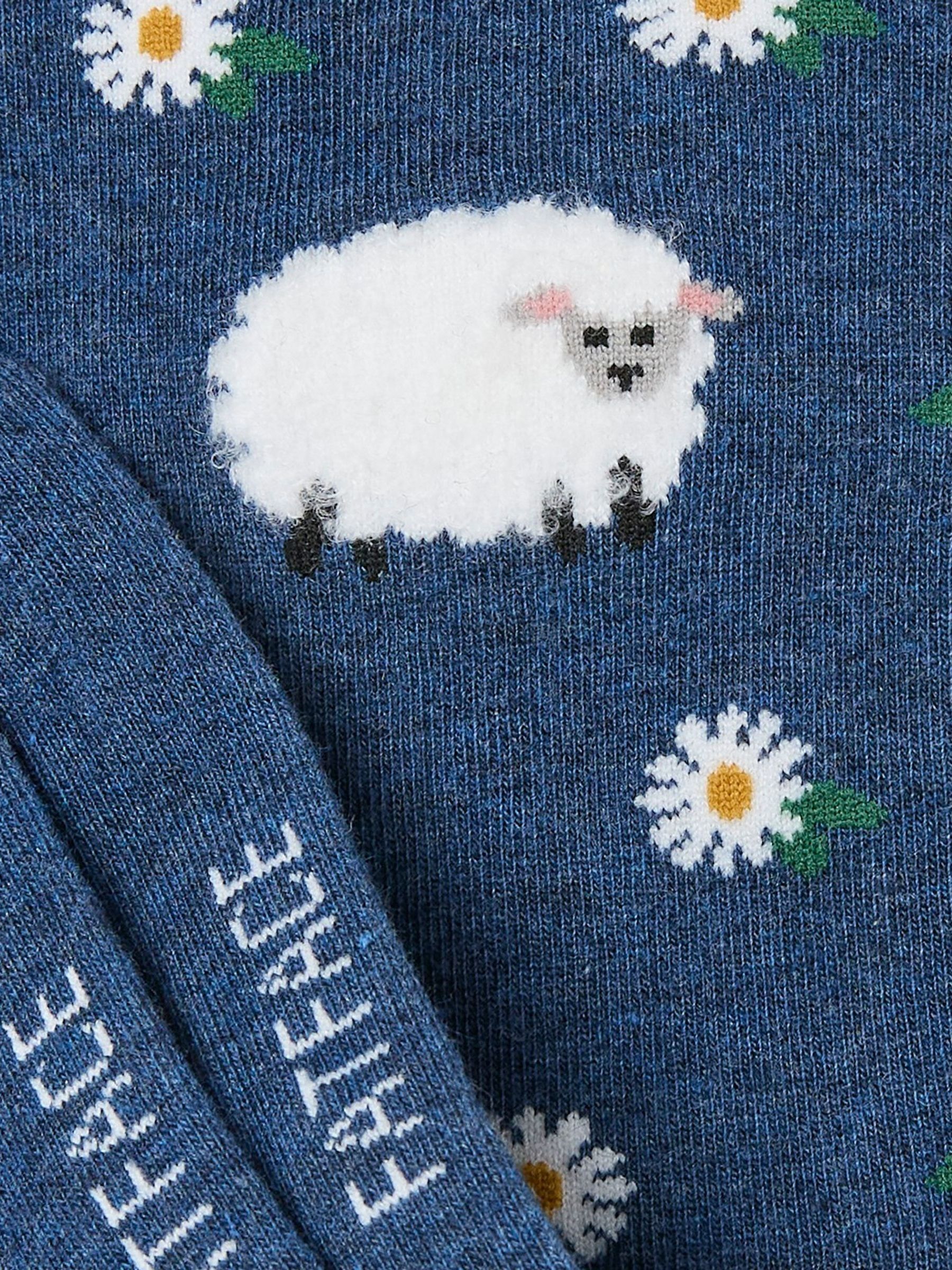 Blue Daisy Sheep Womens Socks 1 Pack (size 4-7) - Image 2 of 2 Blue Daisy Sheep Womens Socks 1 Pack (size 4-7) - Image 2 of 2