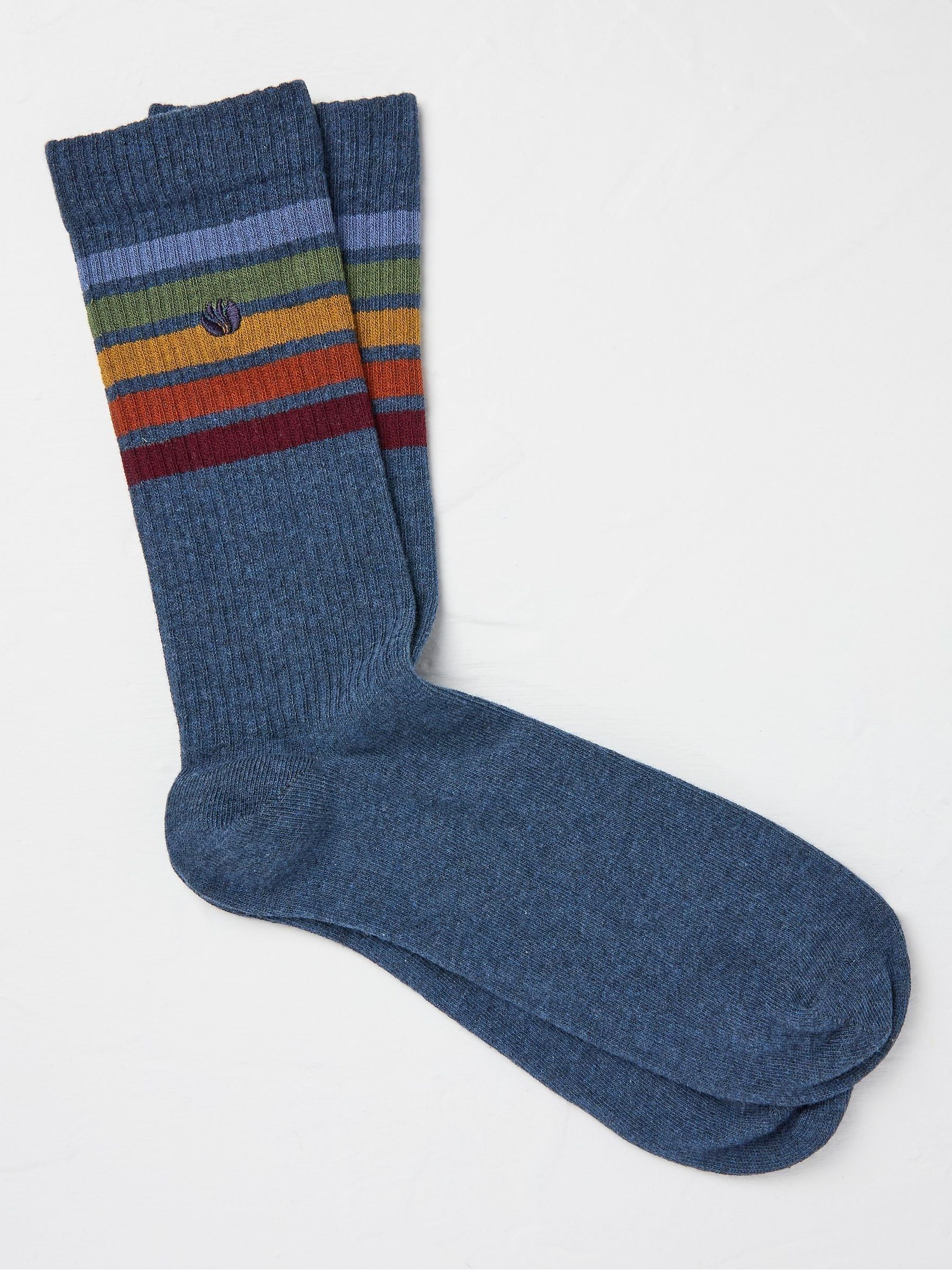 Blue Multi Stripe Men's Socks 1 Pack - Image 1 of 2 Blue Multi Stripe Men's Socks 1 Pack - Image 1 of 2