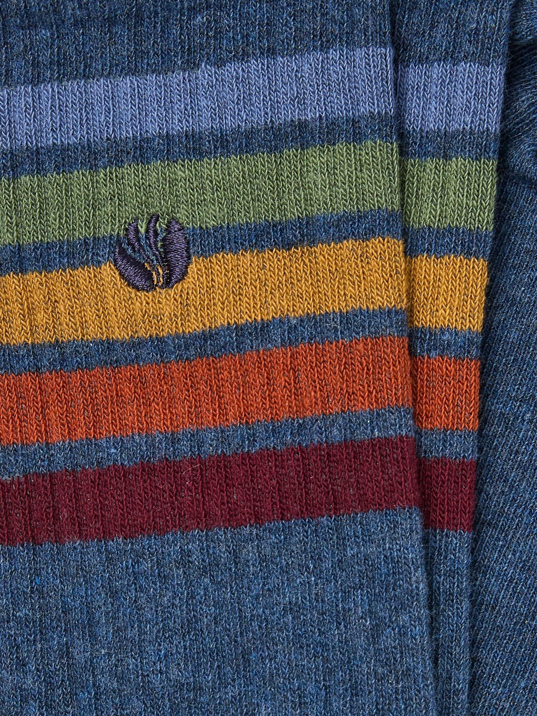 Blue Multi Stripe Men's Socks 1 Pack - Image 2 of 2