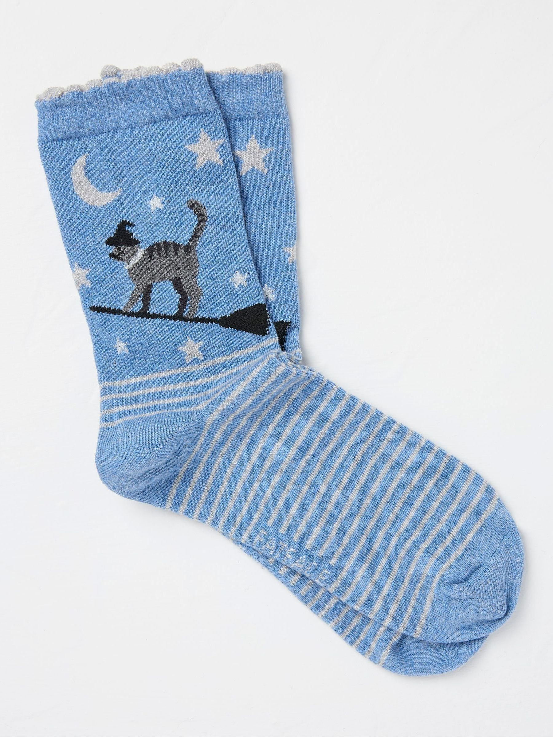 Blue Halloween Cat Womens Socks 1 Pack (size 4-7) - Image 1 of 2 Blue Halloween Cat Womens Socks 1 Pack (size 4-7) - Image 1 of 2