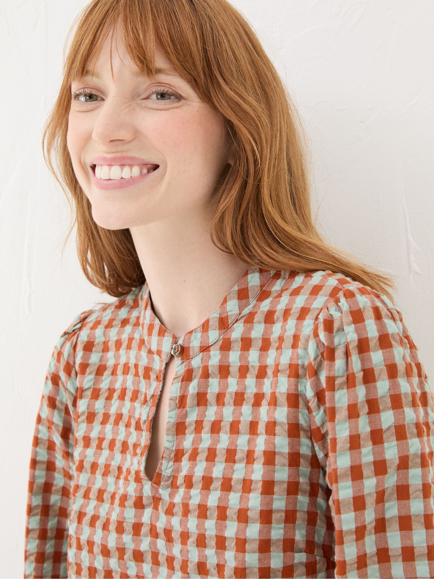 Fran Orange Gingham Dress FatFace