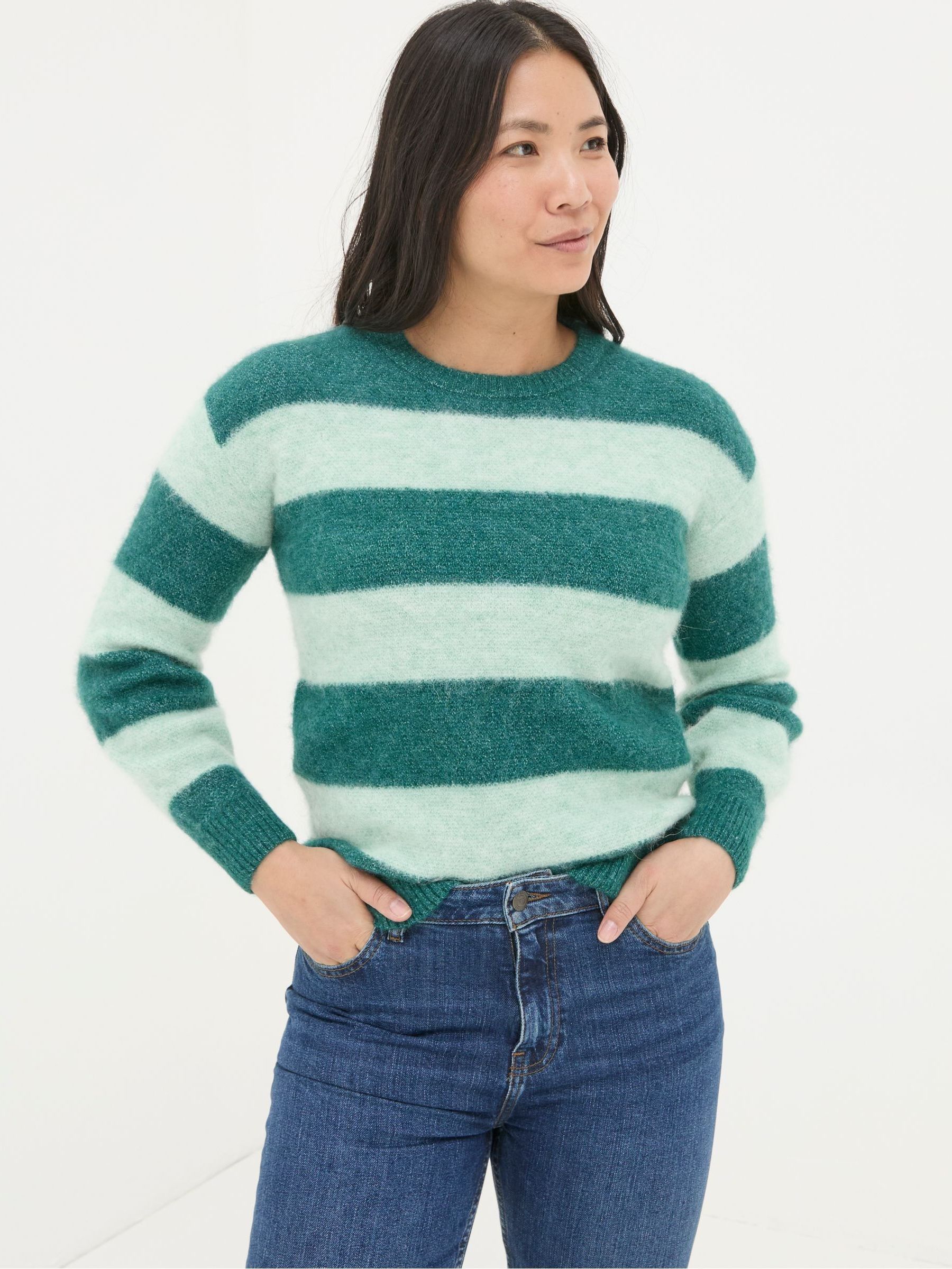 Revival Dark Teal Stripe Jumper - Image 1 of 5