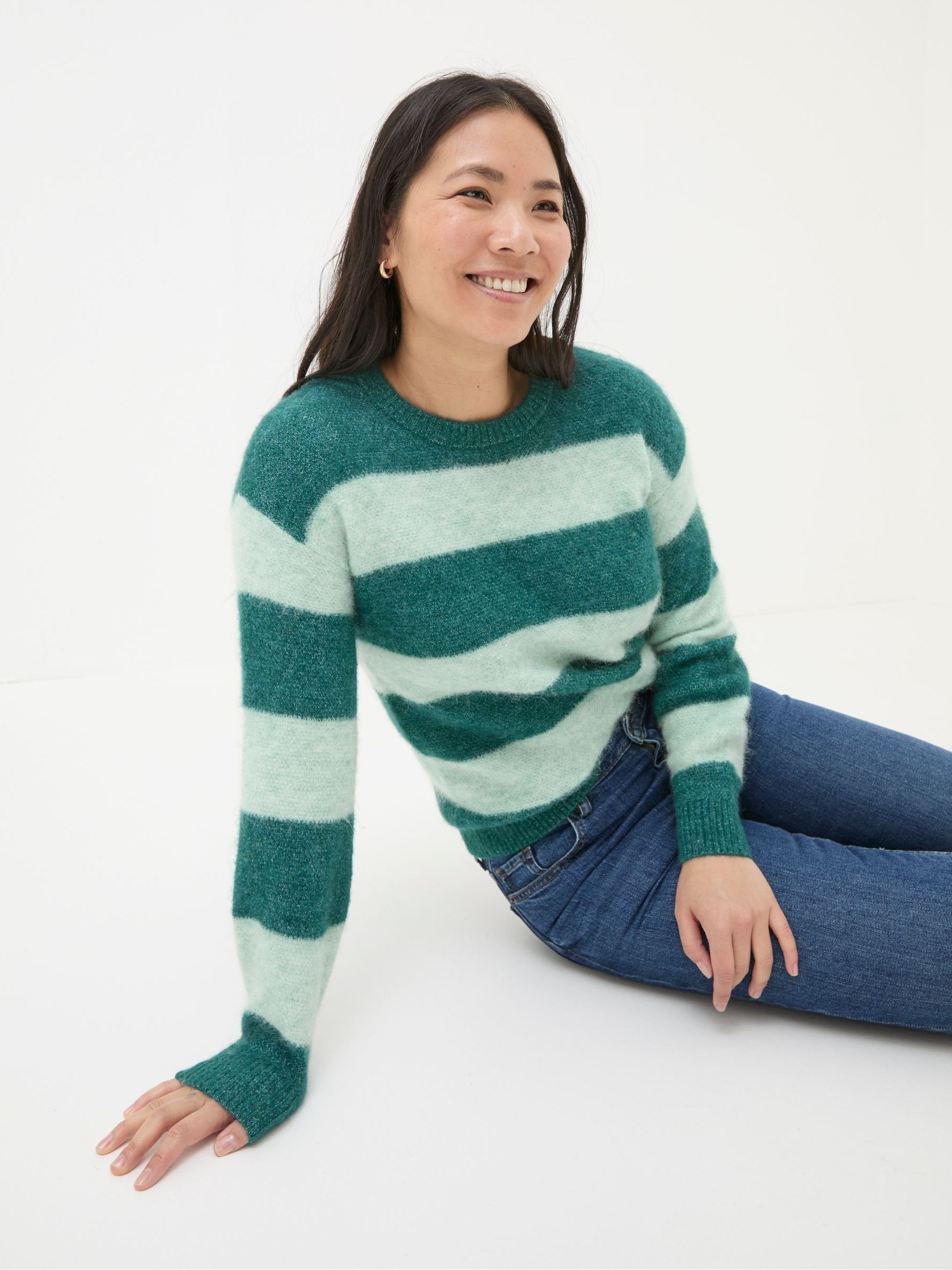 Revival Dark Teal Stripe Jumper - Image 4 of 5