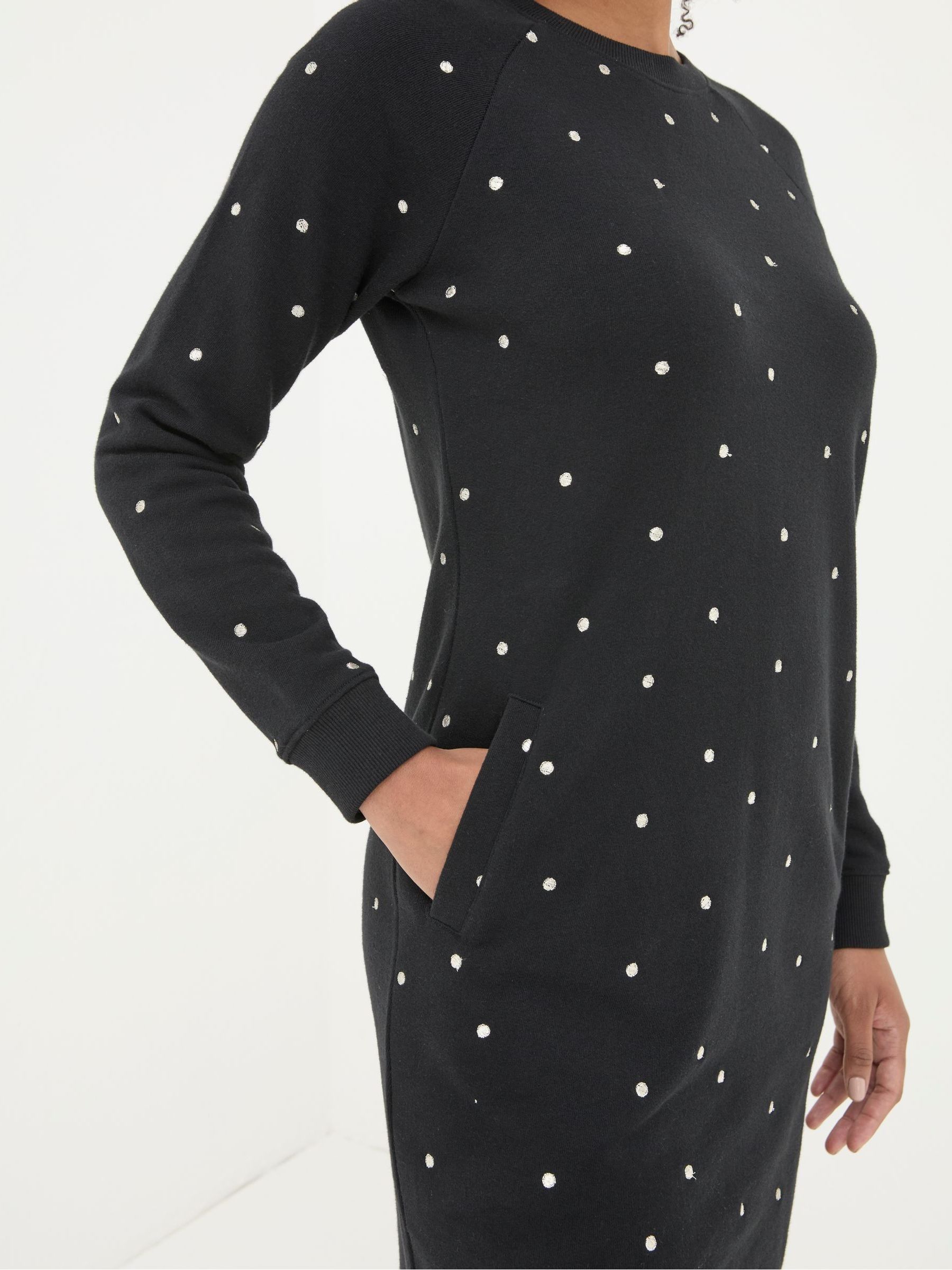 Georgia Black Embroidered Sweat Dress - Image 4 of 5