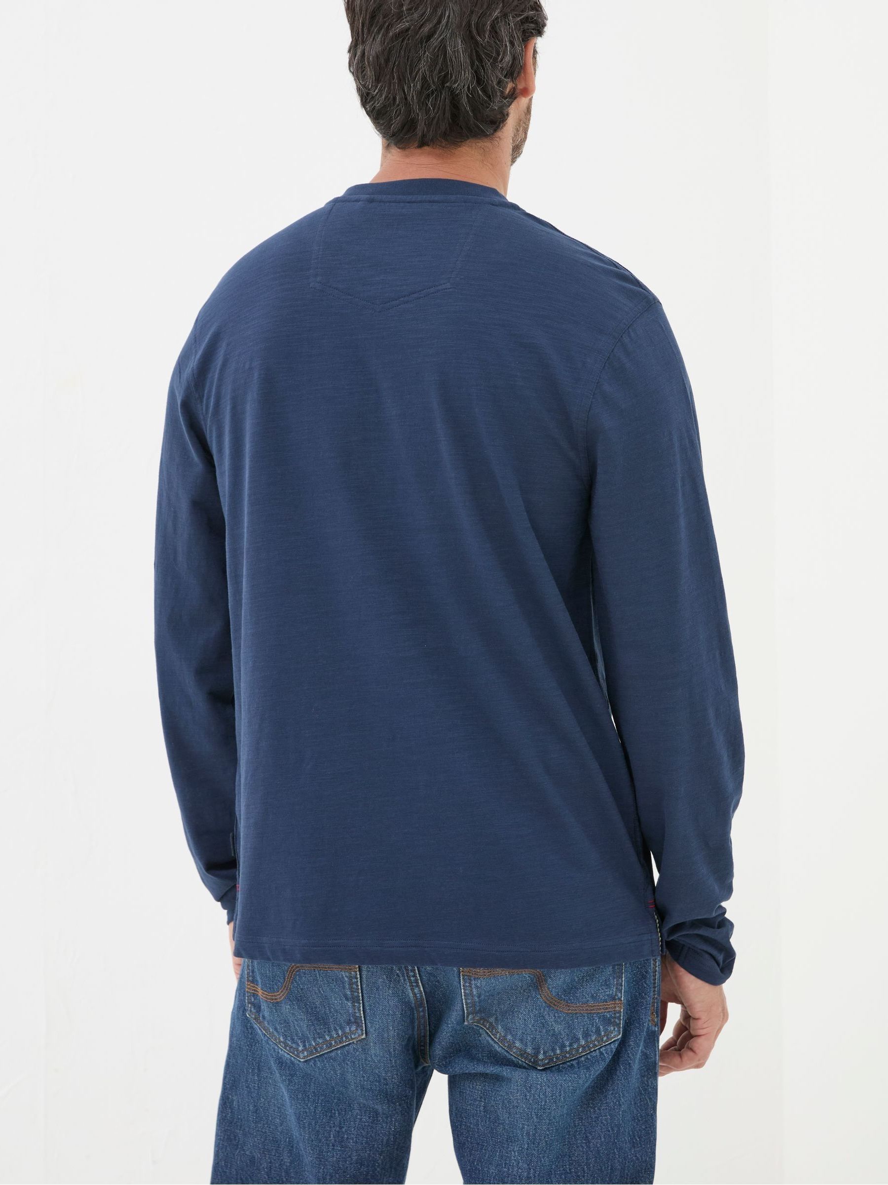 Woodside Navy Blue Long Sleeve Henley T Shirt - Image 2 of 5