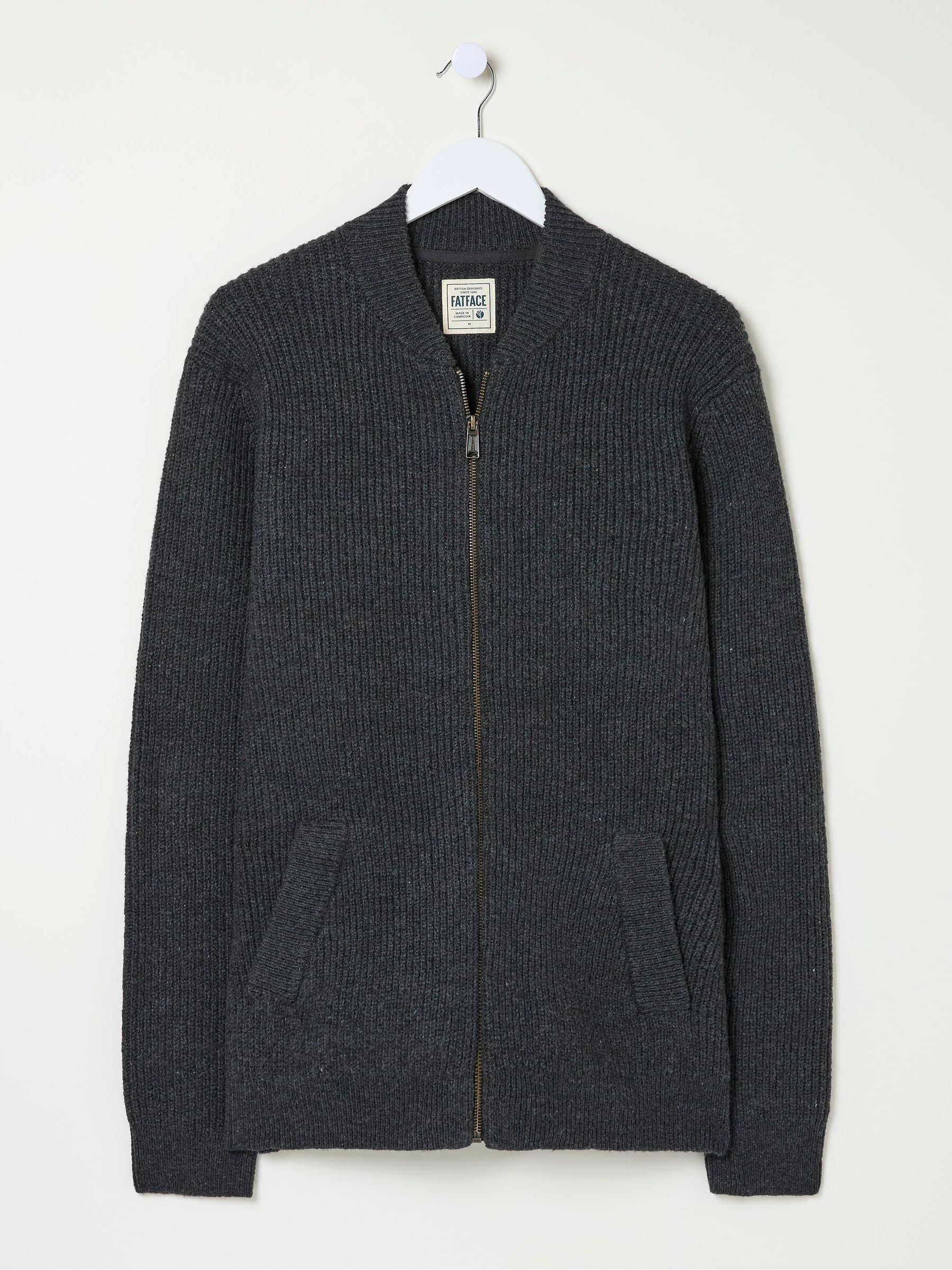Charcoal Grey Knitted Bomber Cardigans - Image 5 of 5