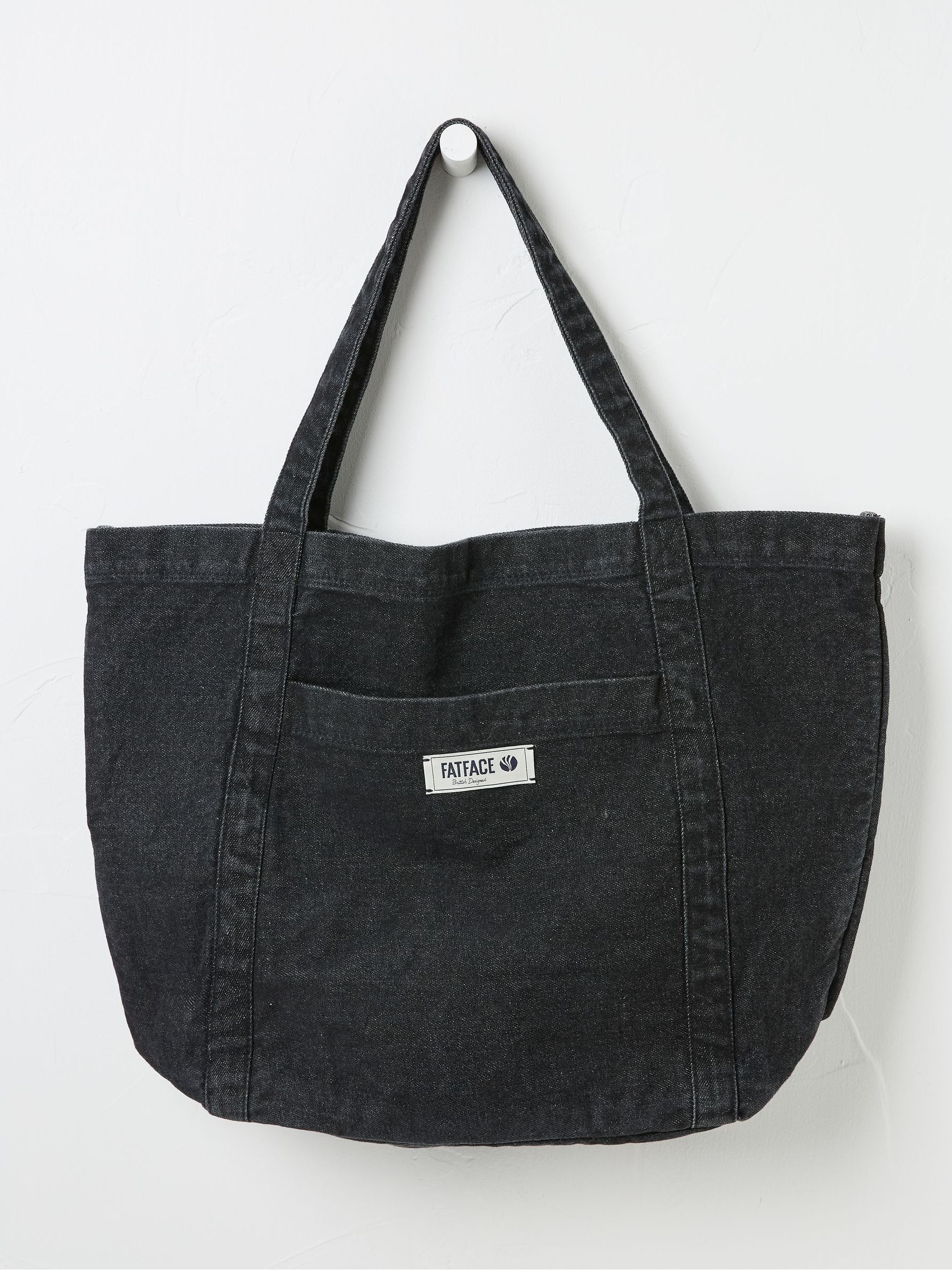 Astrid Black Pocket 100% Cotton Tote Bag - Image 1 of 2