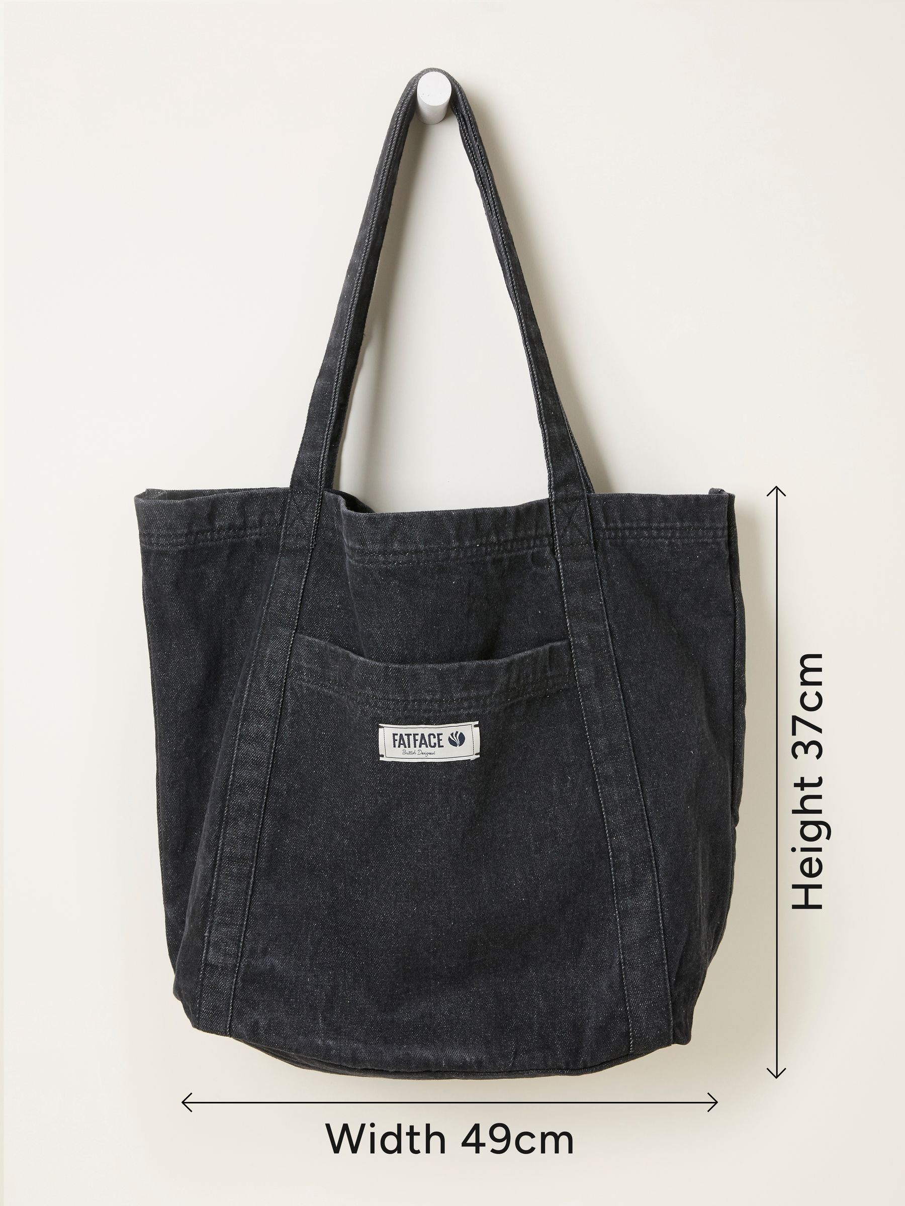 Astrid Black Tote Pocket 100% Cotton Tote Bag - Image 7 of 7